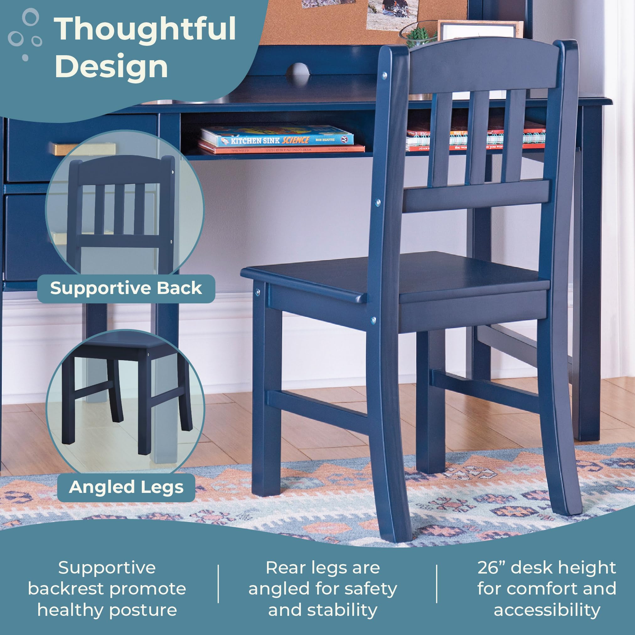 Kids Desk and Chair Set with Hutch