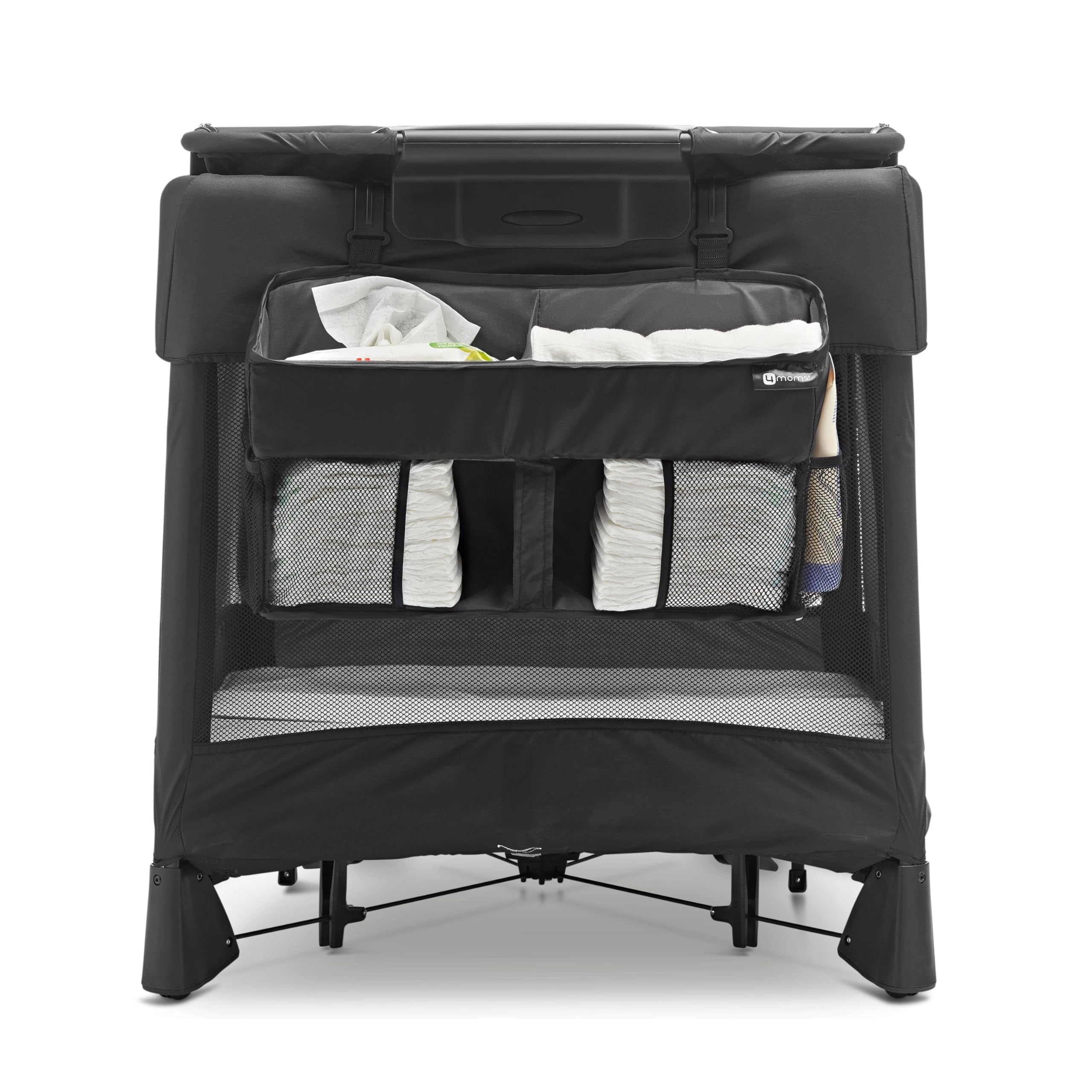 Playard Diaper Caddy, Storage for Diapers, Baby Wipes, and Organization, Black