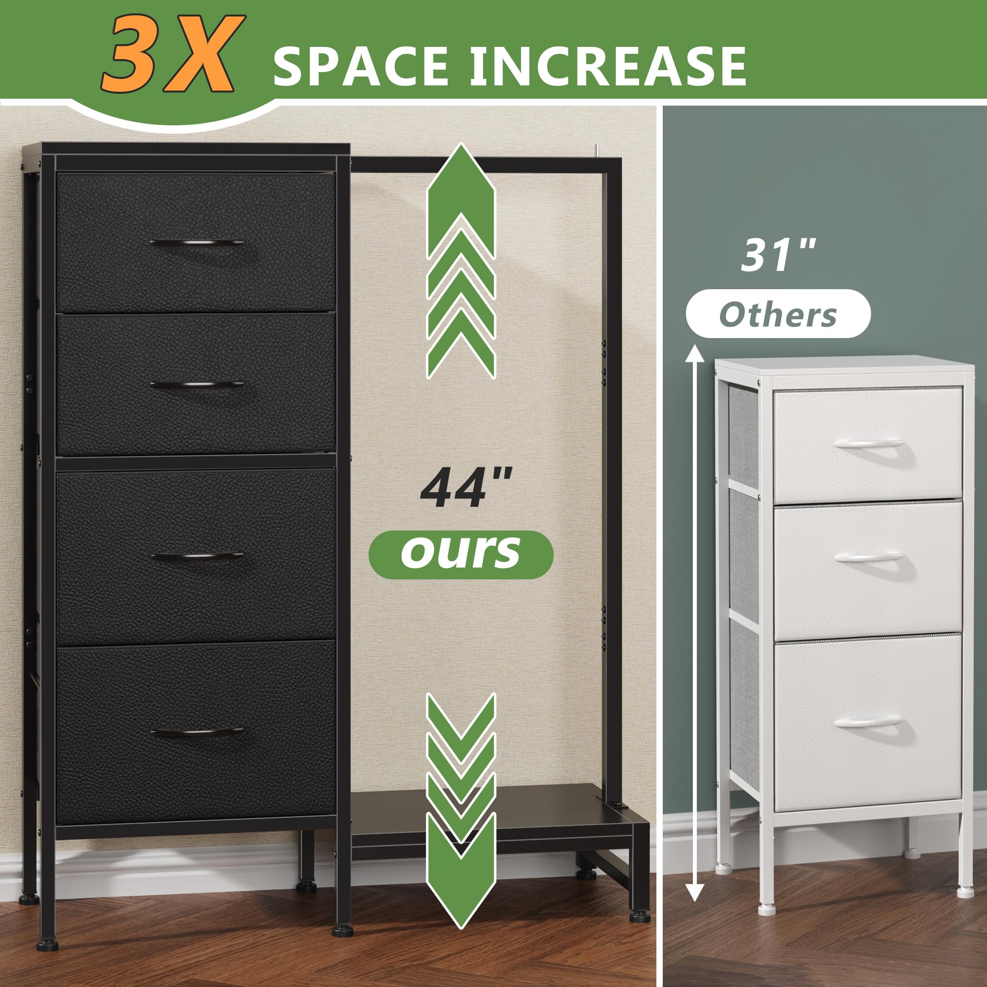 4-Drawer Dresser with Hanging Rack