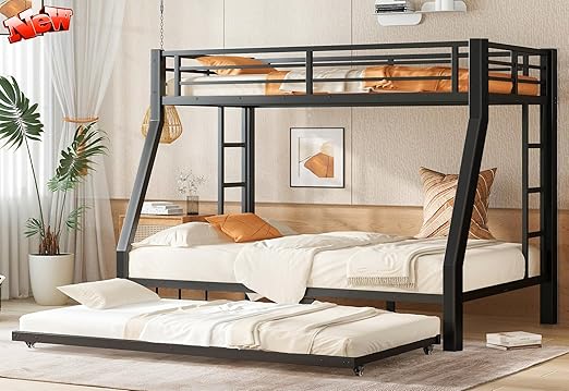Upgraded Version Thicken Stronger Metal Heavy-Duty Twin Over Full Bunk Bed