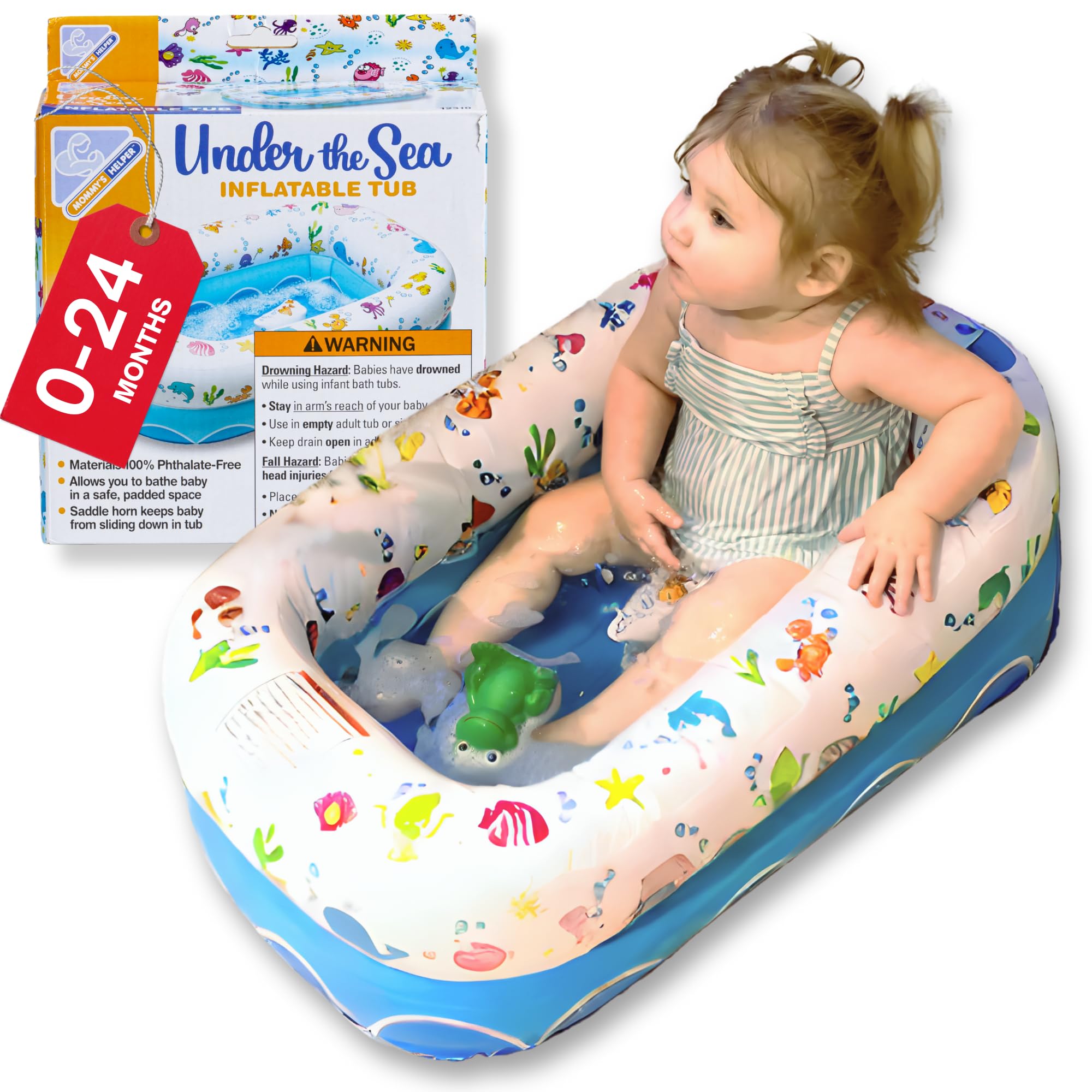 Helper | Inflatable Under The Sea Baby Bathtub, Collapsible Safe Baby