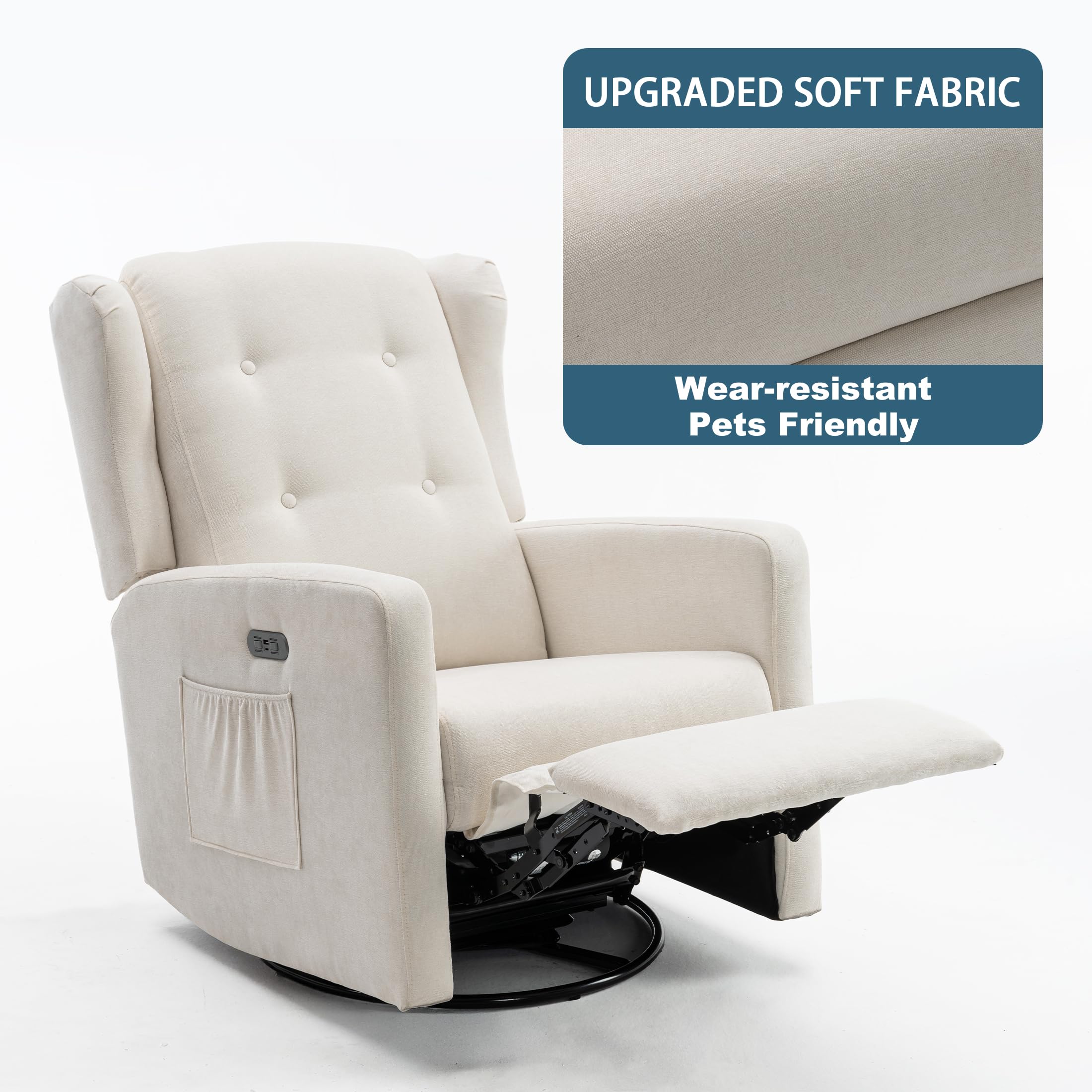 Power Swivel Rocking Recliner Chair with USB Charging Ports