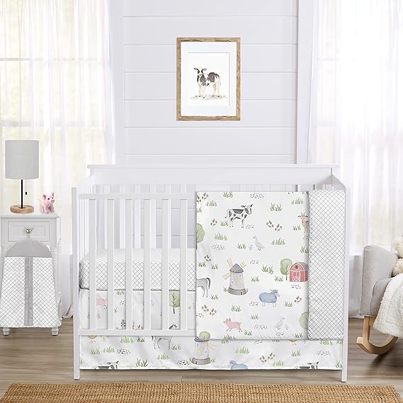 4-Piece Baby Crib Bedding Set (Western Cowboy Print) for Boys