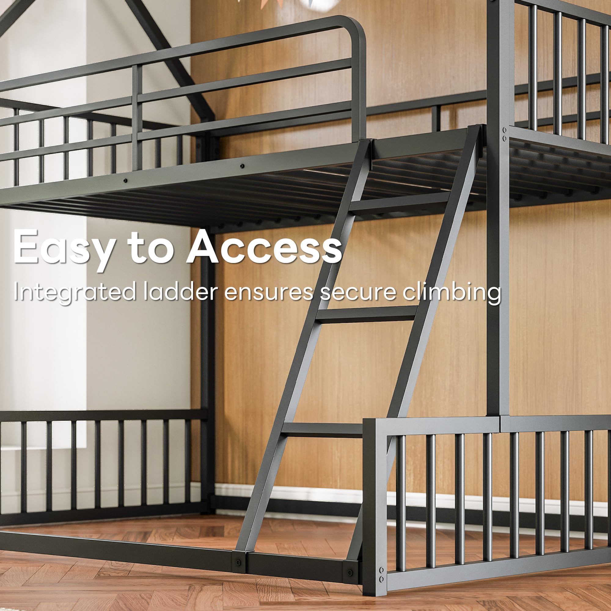 Twin Over Full House Bunk Bed with Ladder