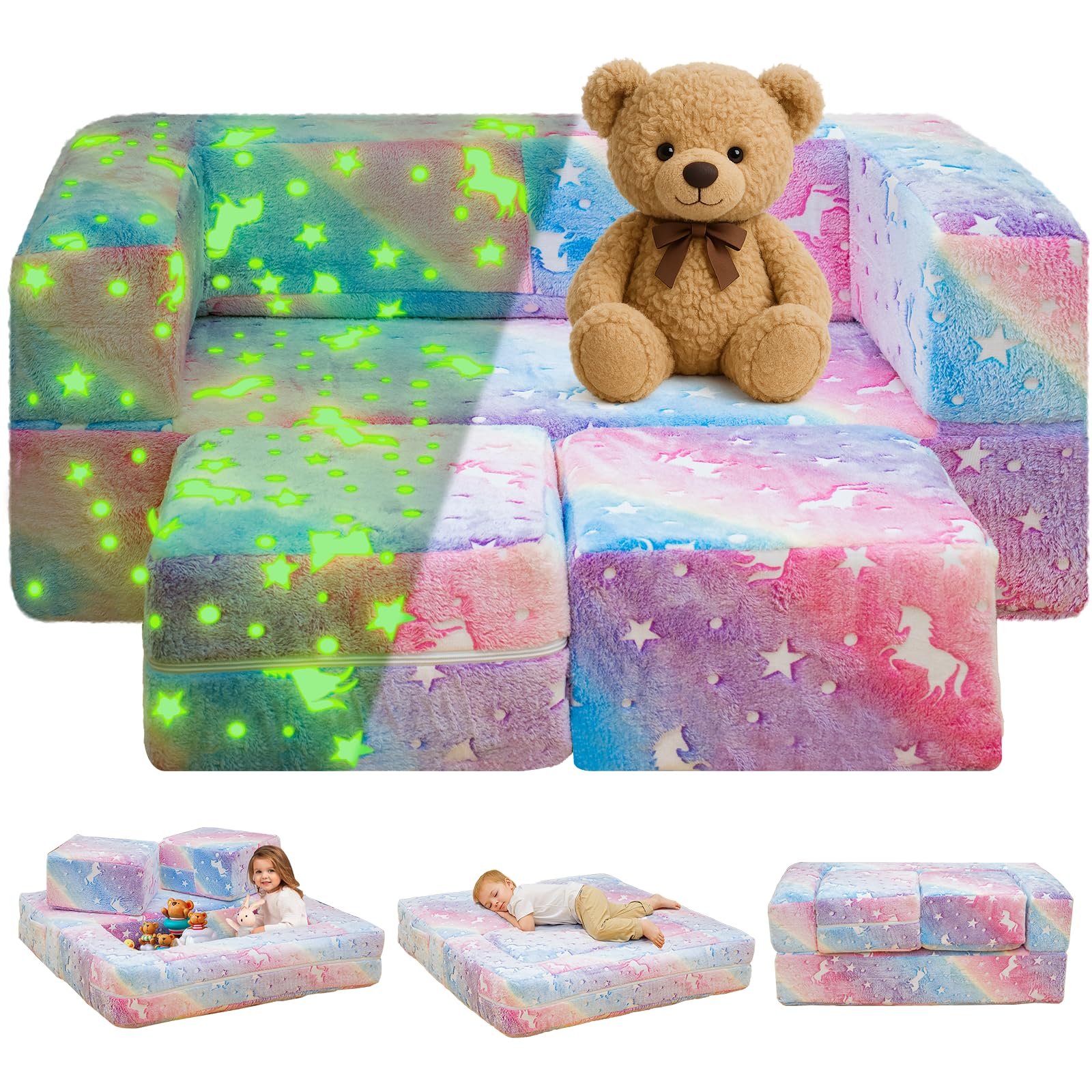 Glow in the Dark Toddler Foam Play Couch