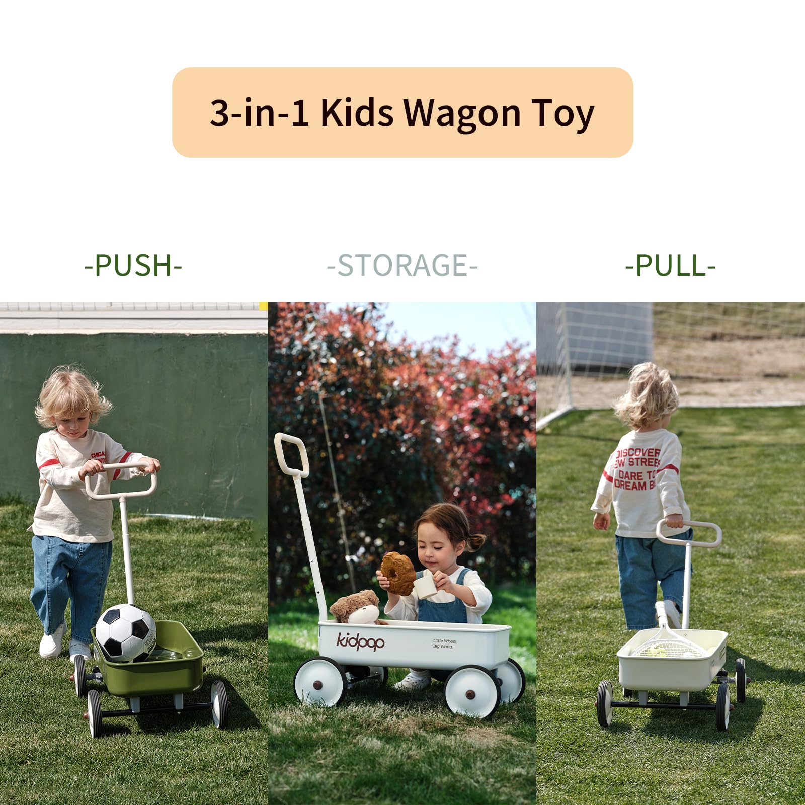 2-in-1 Kids Pull-Along Wagon Push Walker
