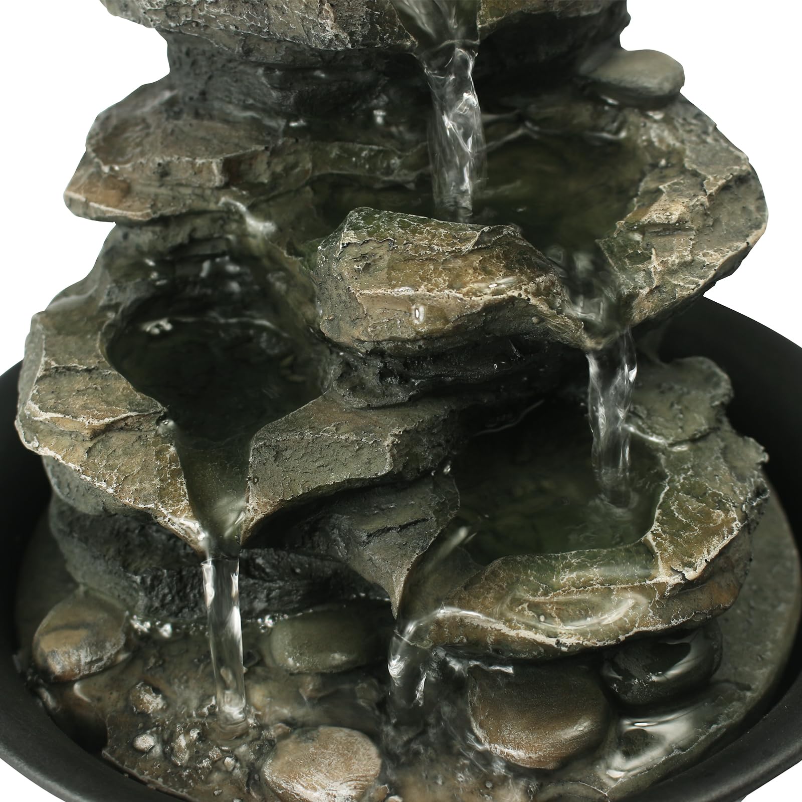 Spinning Orb Rock Cascading Tabletop Fountain with LED Light
