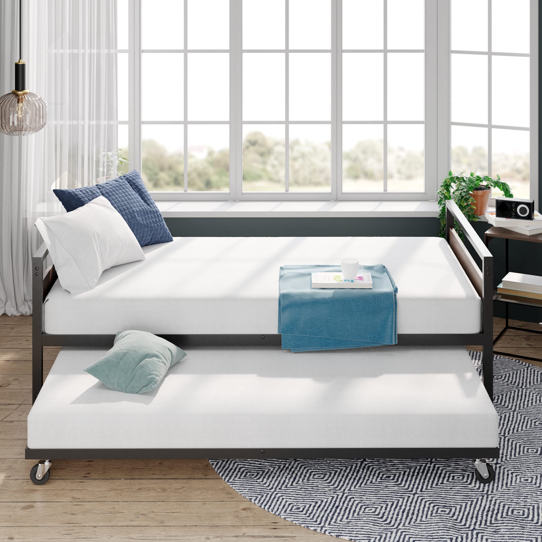 Bamboo Metal Daybed with Trundle Twin Size