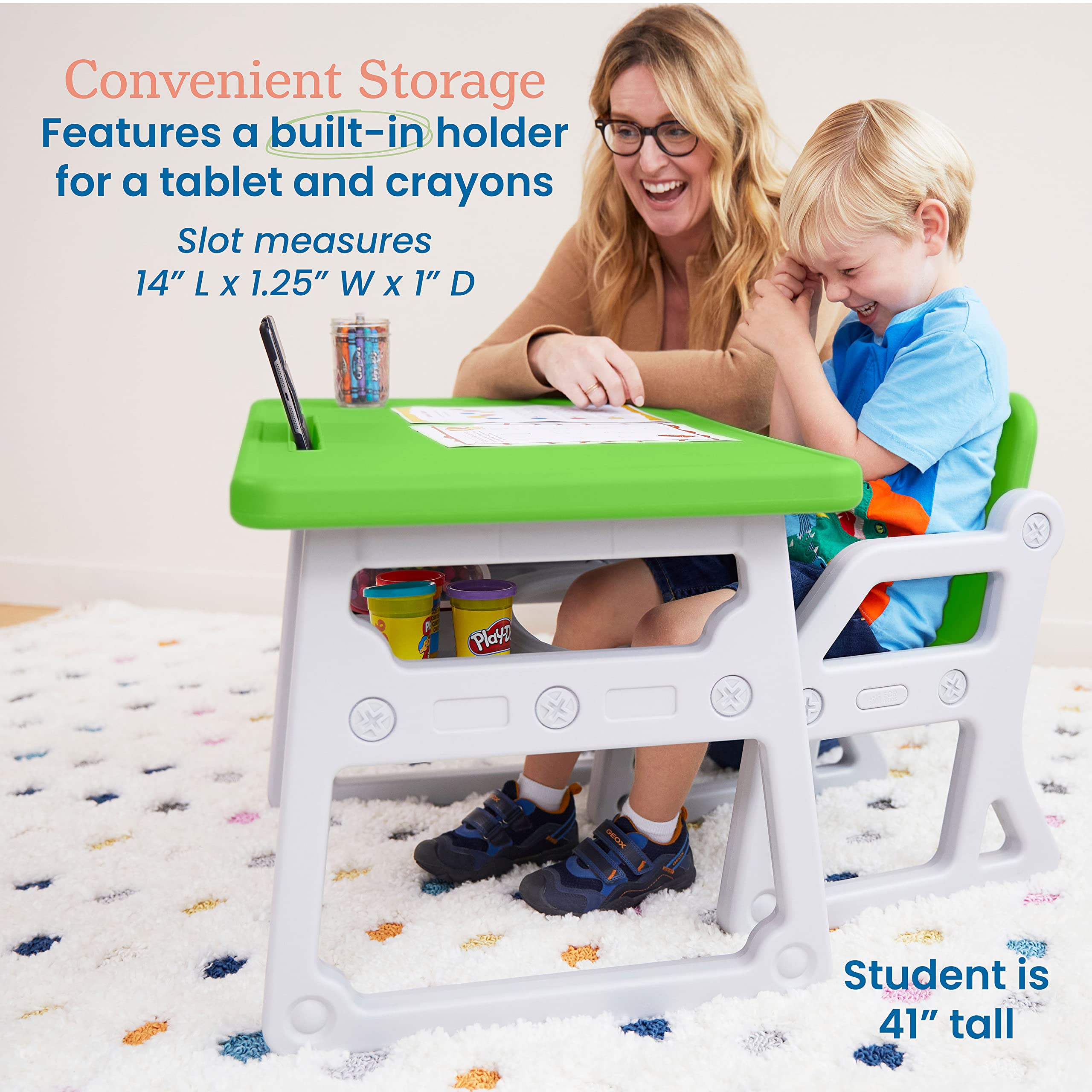 Toddler Desk and Chair Set with Storage Shelf