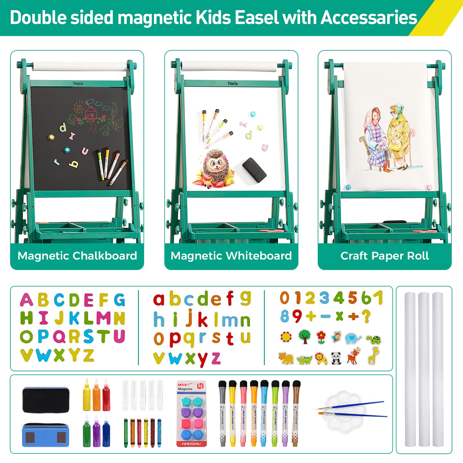 Foldable Kids Art Easel with Adjustable Height