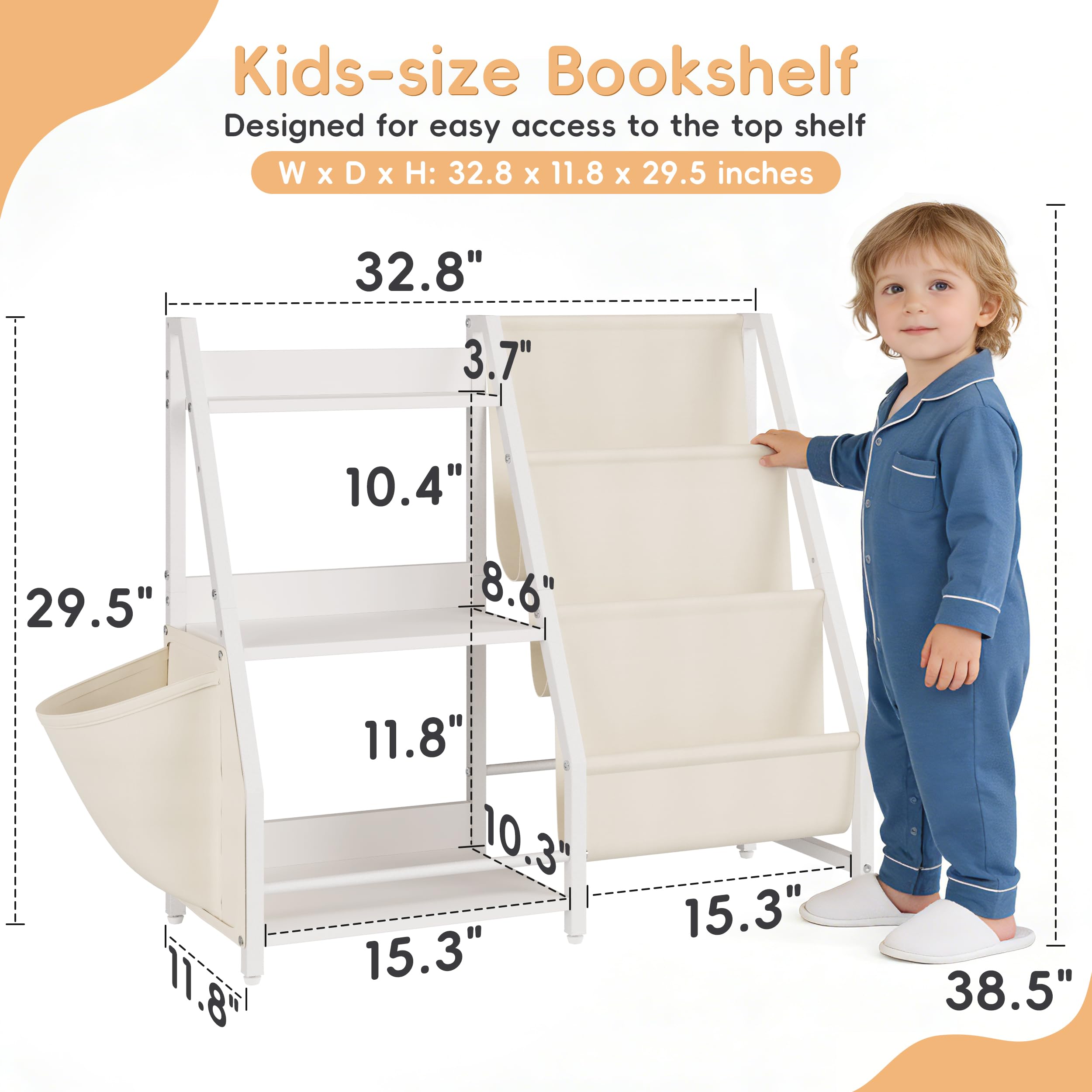 3-Tier Kids Bookshelf and Toy Organizer with Storage Rack