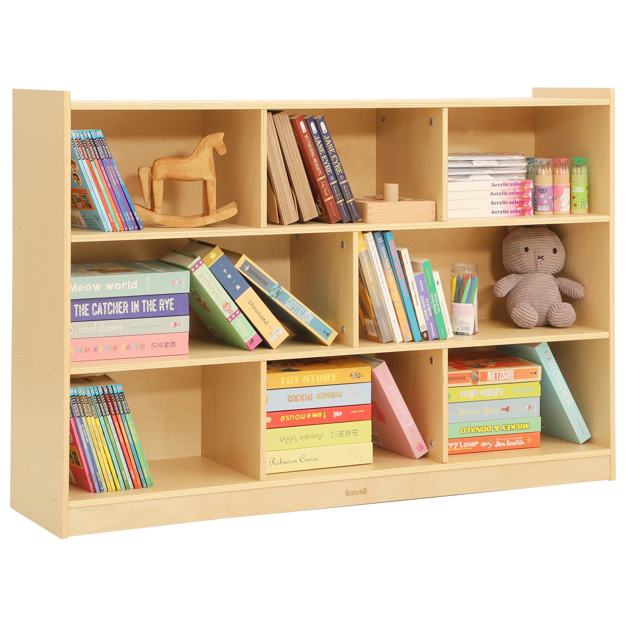 8-Section Wooden Kids Storage Bookshelf