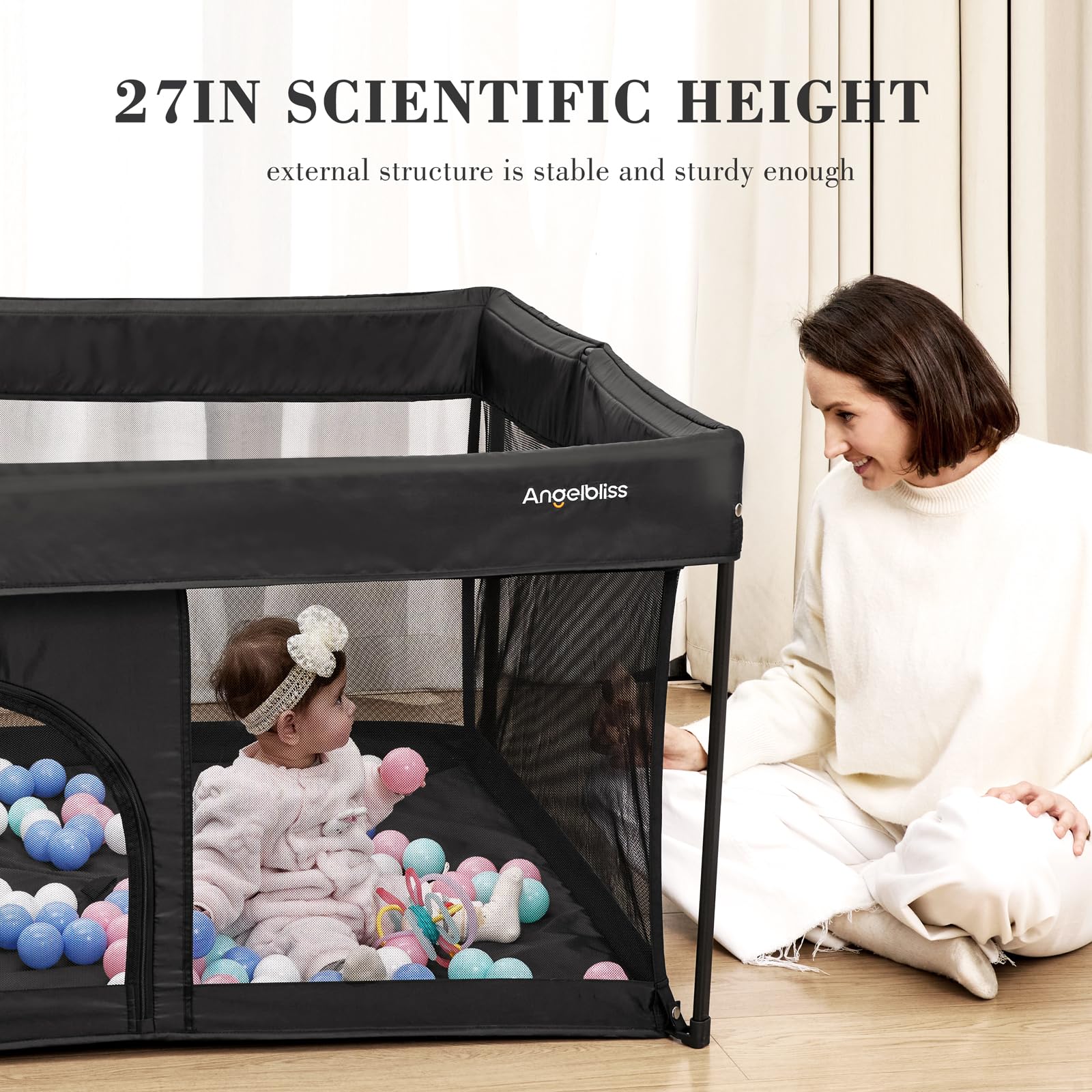 Foldable Baby Playpen 50x50 with Safety Lock