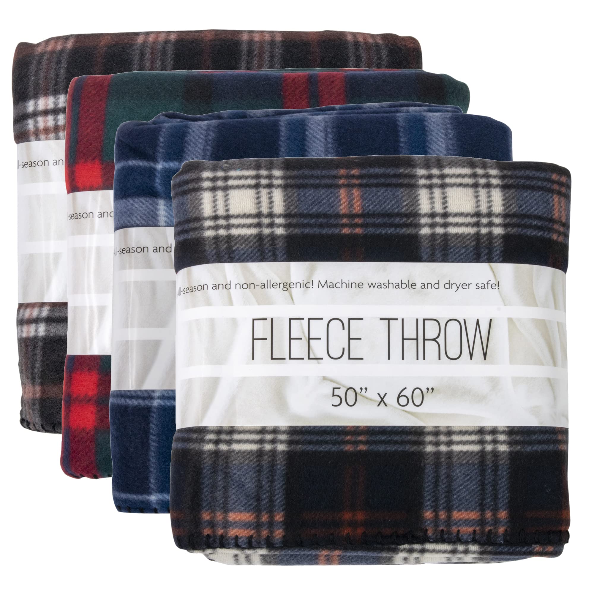 24 Pack Bulk Plaid Sherpa Fleece Throw Blankets 50 x 60 for Wedding Guests