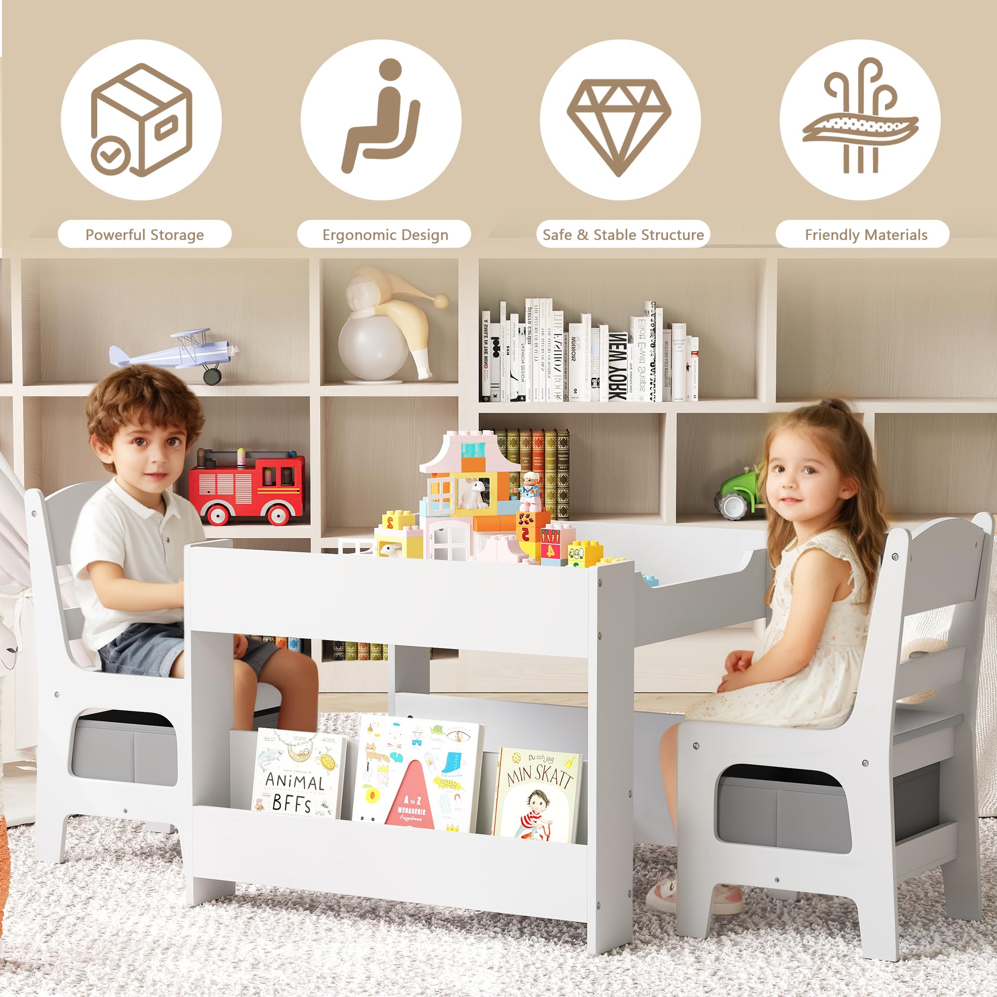4-in-1 Kids Activity Table and Chairs Set