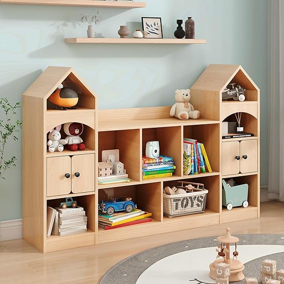 Kids Bookcase and Toy Storage Organizer, Children Bookshelf