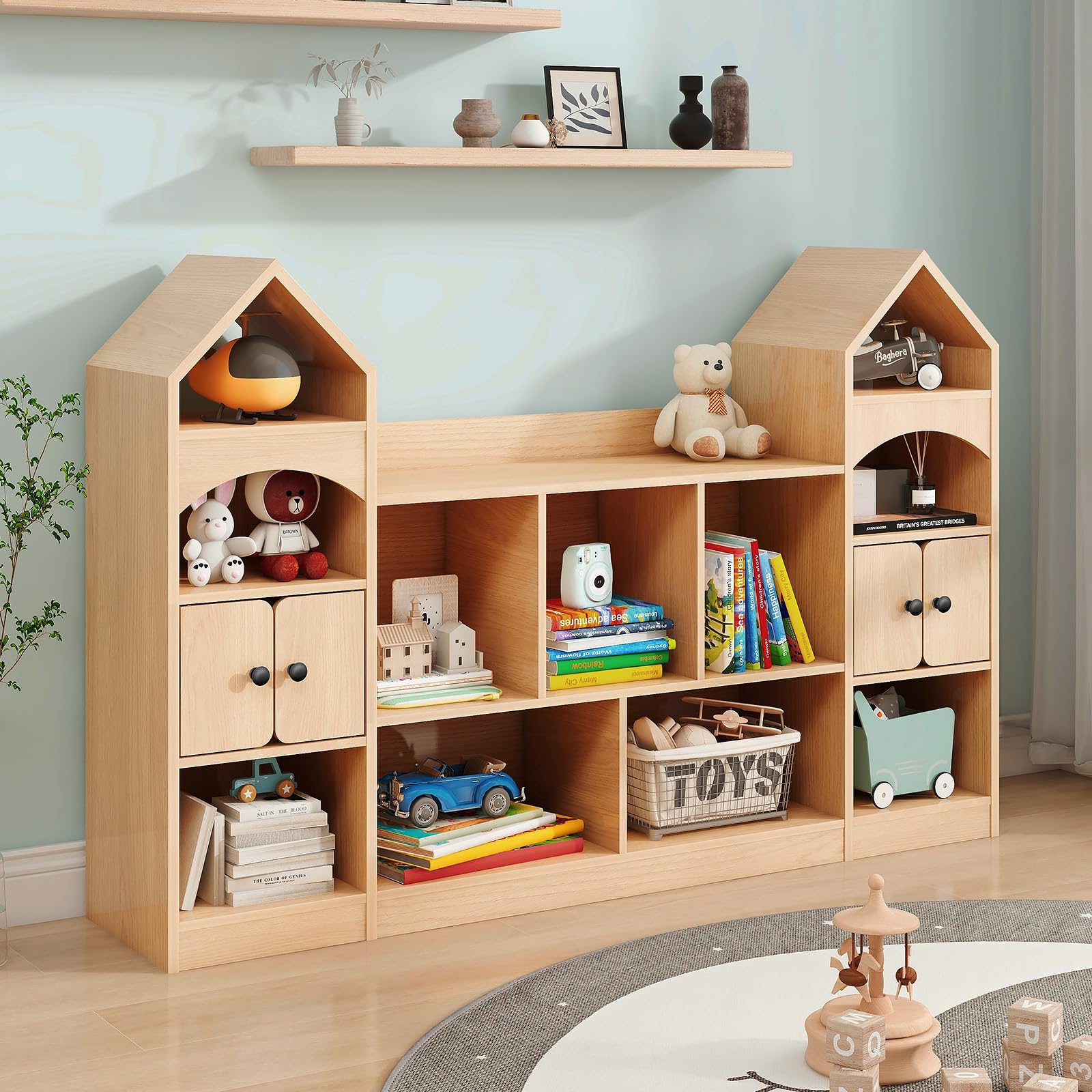 Castle Shape Kids Bookcase and Toy Storage Organizer