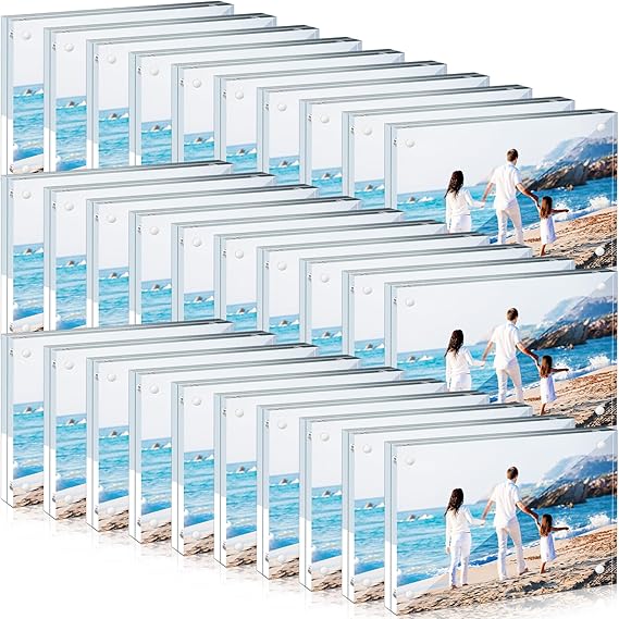 30 Pack 5 x 7 Inch Clear Acrylic Picture Frames Bulk Magnetic Photo Frames 20% Thicker