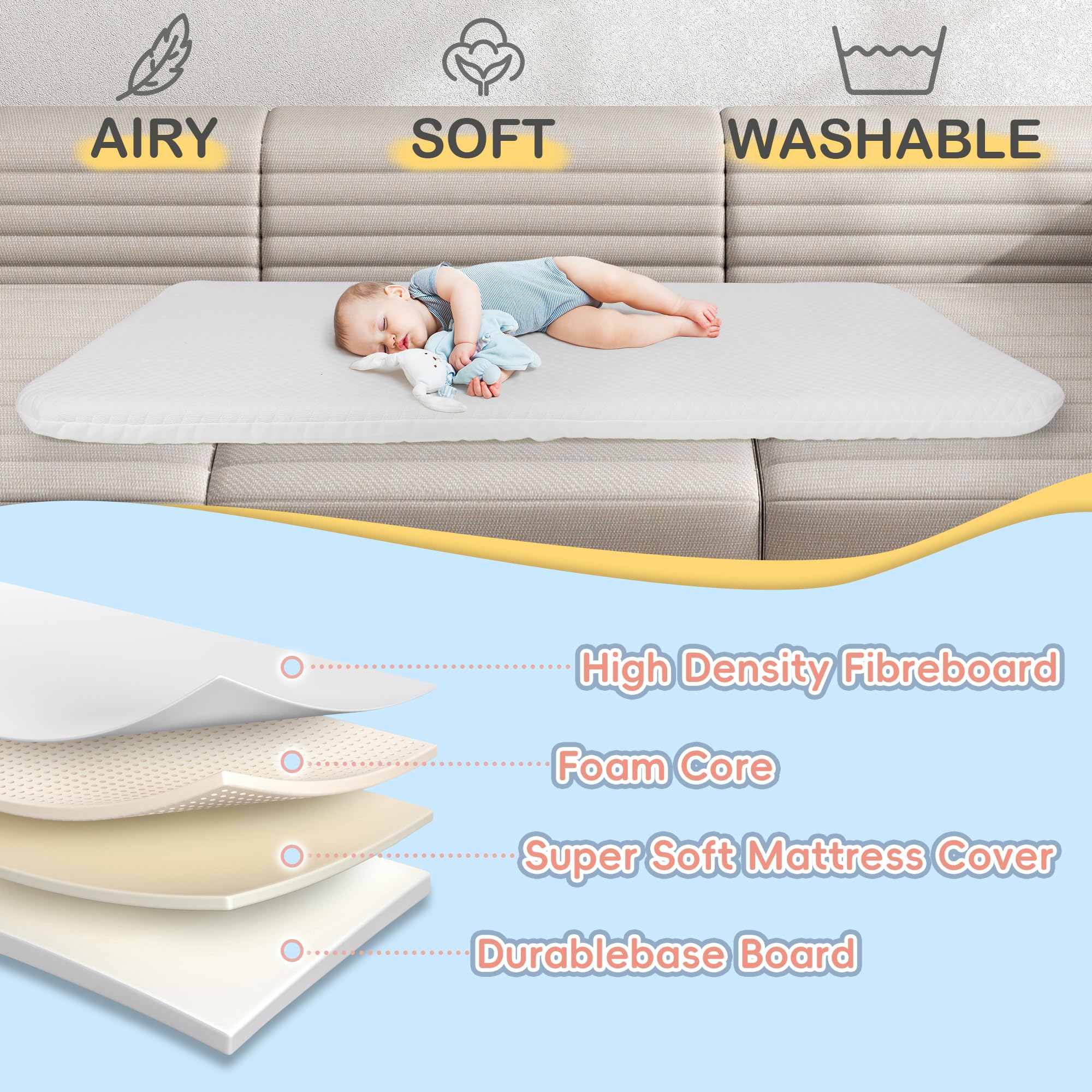 5-in-1 Baby Bassinet Bedside Sleeper with Diaper Changing Station