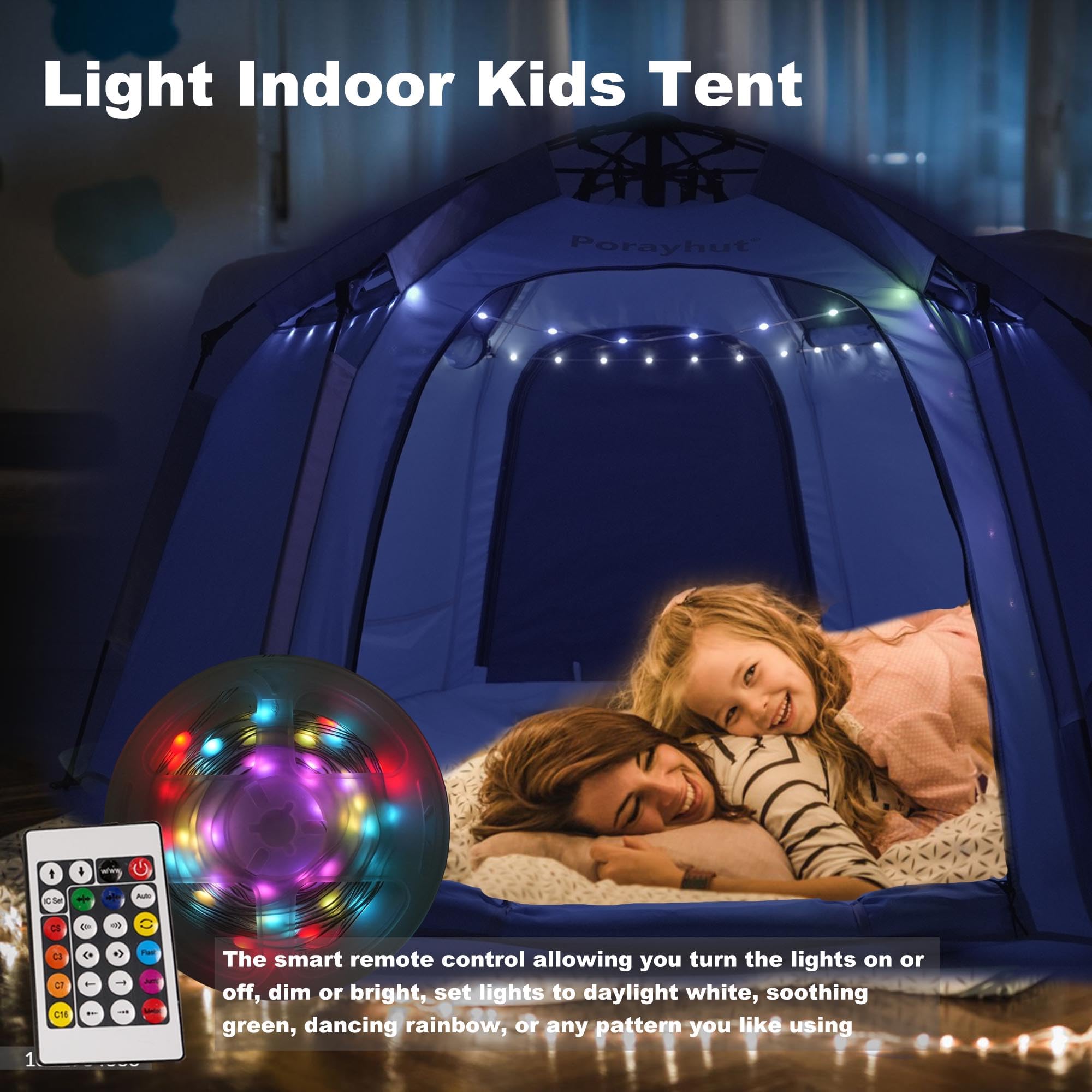 Hexagon Kids Play Tent with LED Lights