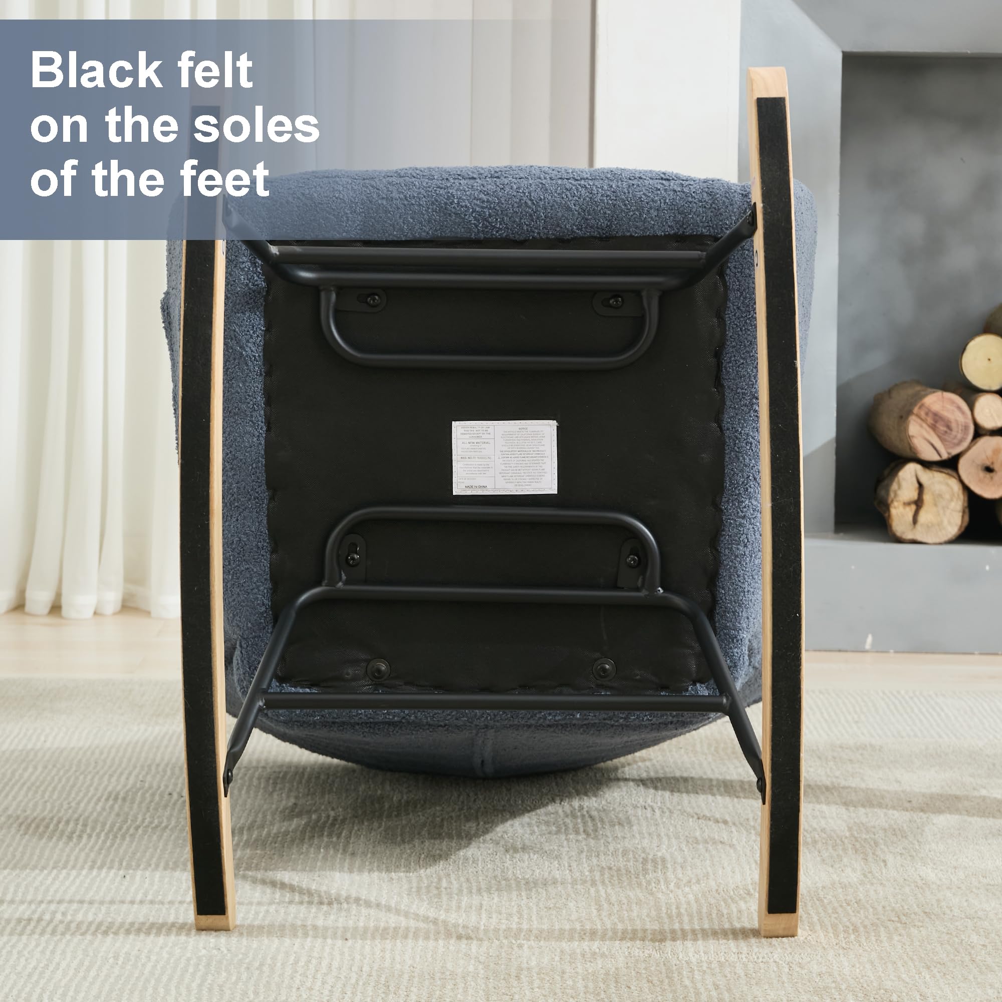 Teddy Upholstered Rocking Chair with High Backrest