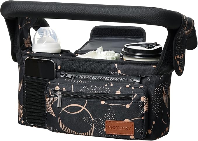 Universal Stroller Organizer with Insulated Cup Holder Detachable Phone Bag
