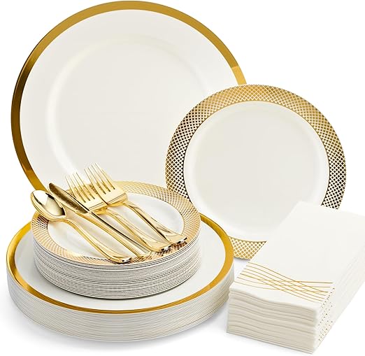 HEAVYWEIGHT 175 Pc White and Red Plates for Party