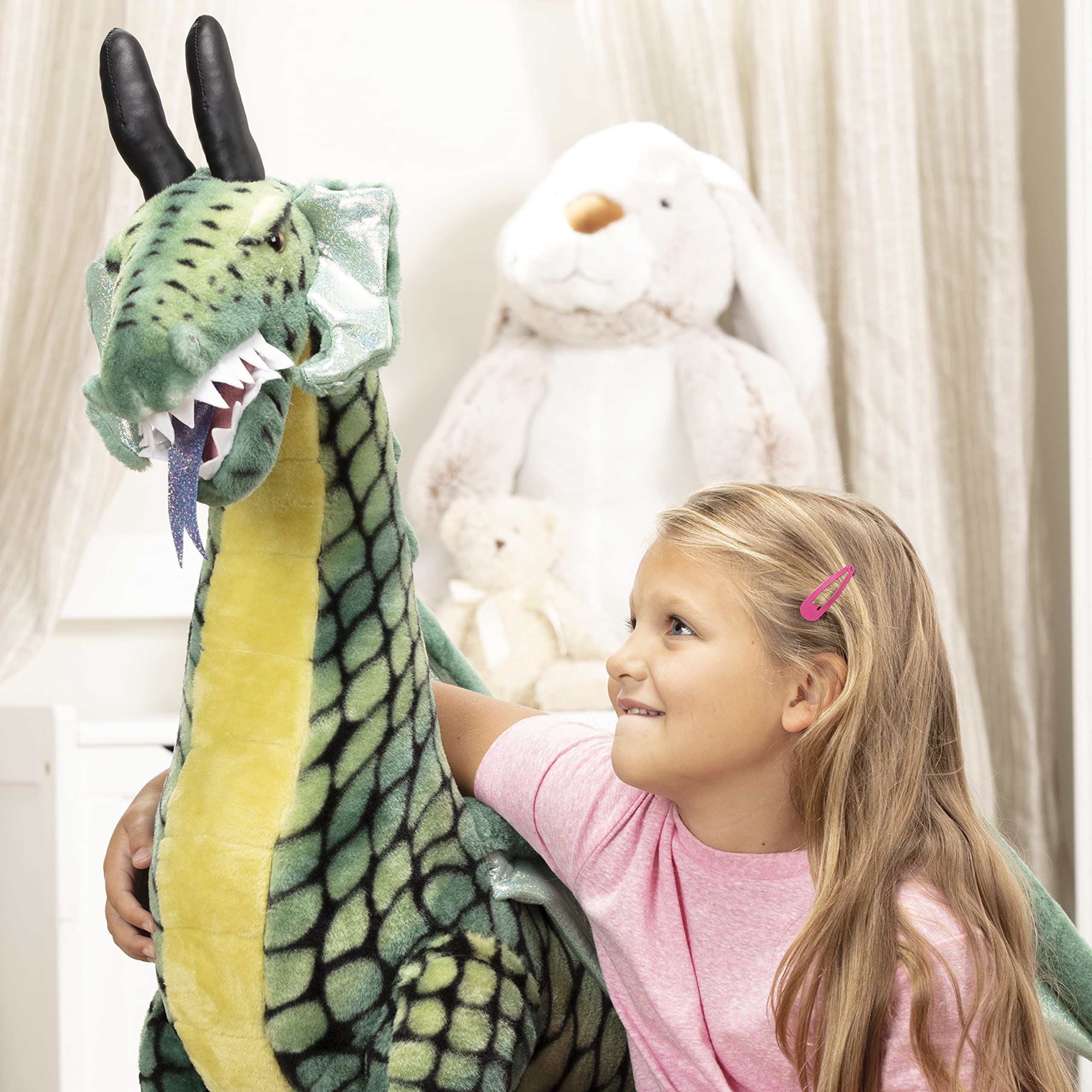 Lifelike Plush Giant Winged Dragon Stuffed Animal (36 x 40.5 x 16 in)