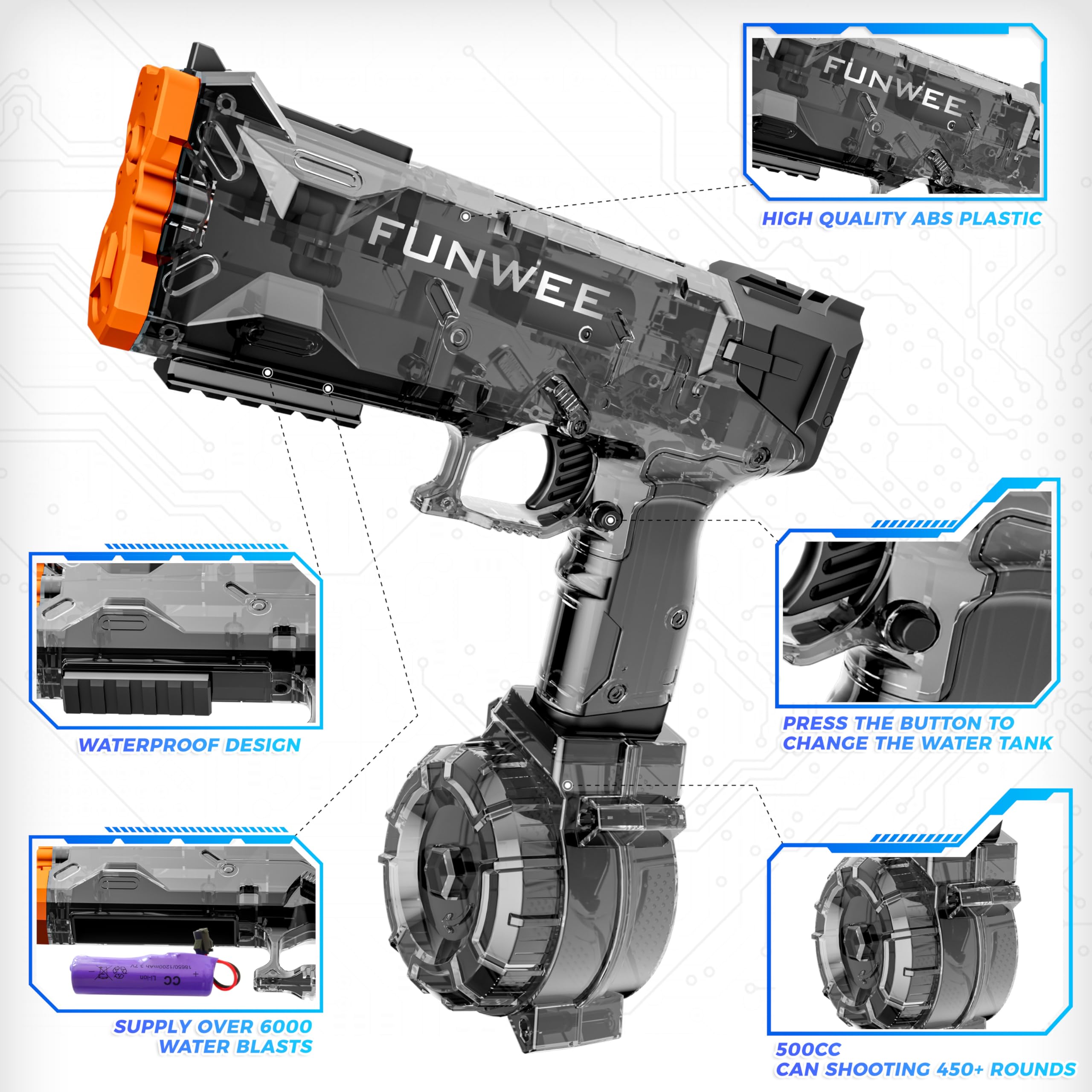 Pack Electric Water Guns for Kids Adults, Long Range Powerful