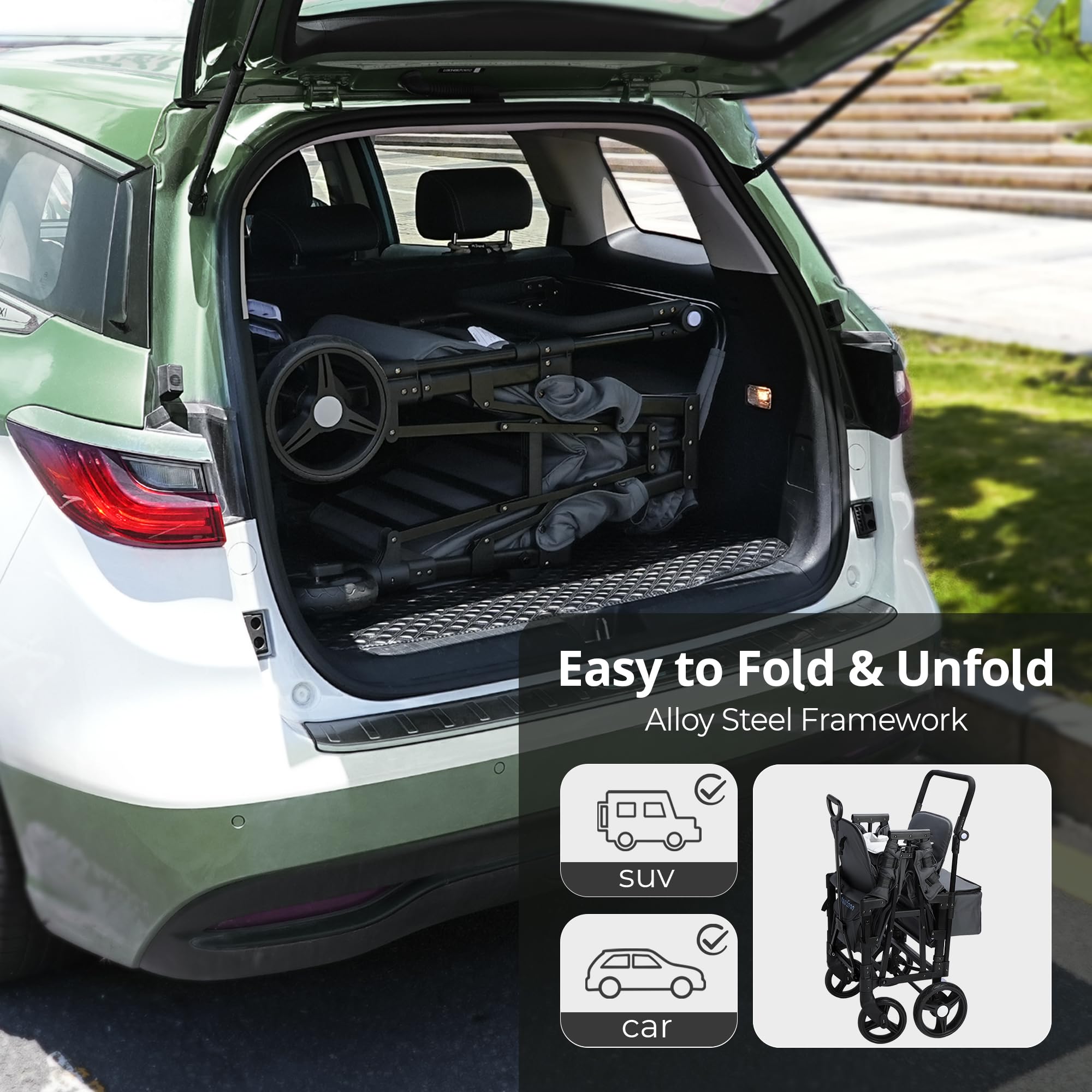 All-Terrain Double Stroller Wagon with UV50+ Canopy