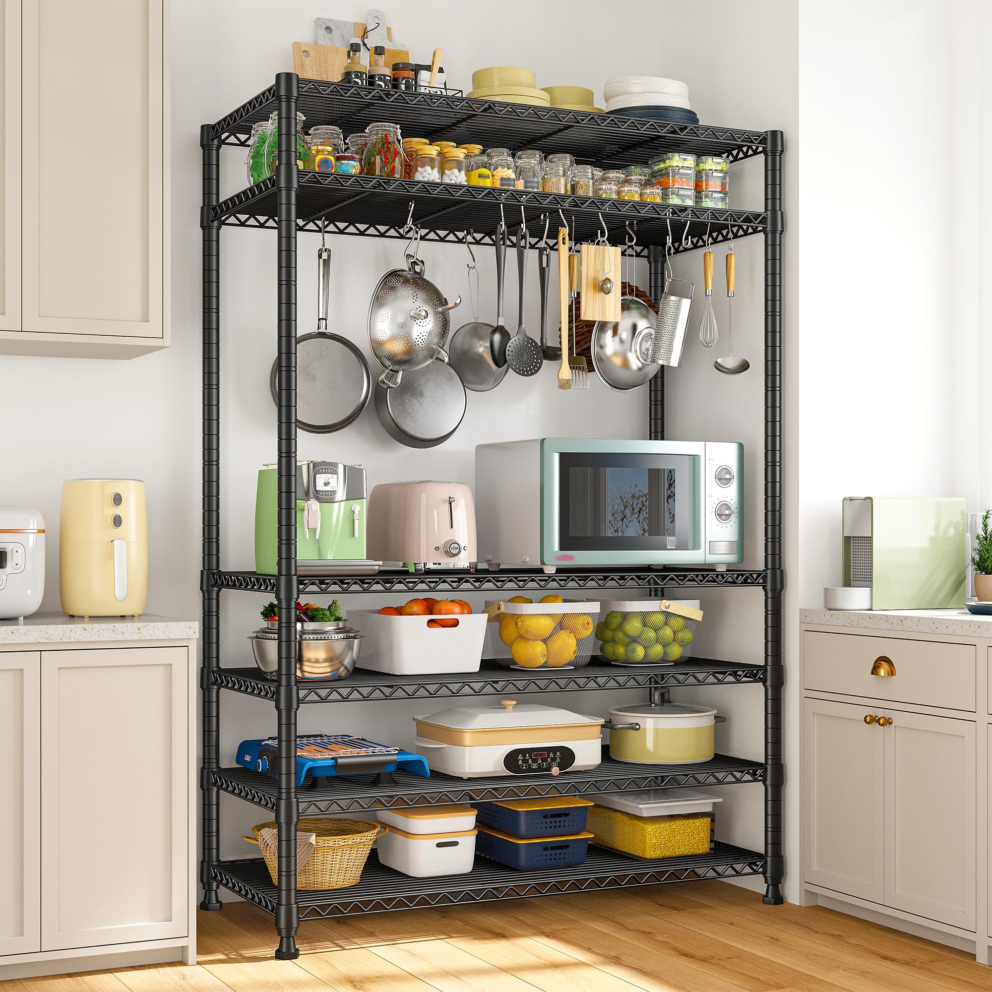 75" H Metal Shelving 6 Tier Storage Shelf Adjustable Kitchen