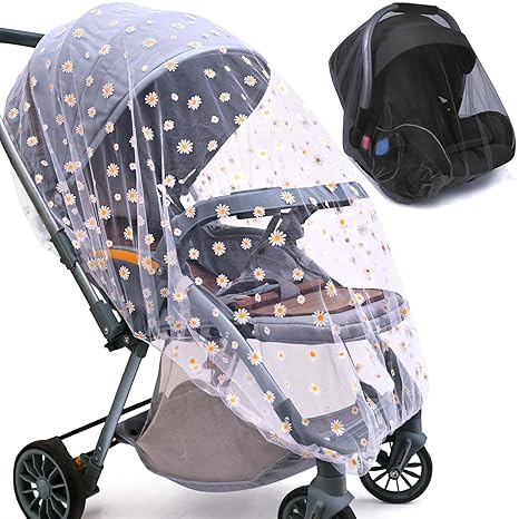 Baby Stroller Mosquito Net (2 Pack) - Durable Mesh Protection for Bassinets