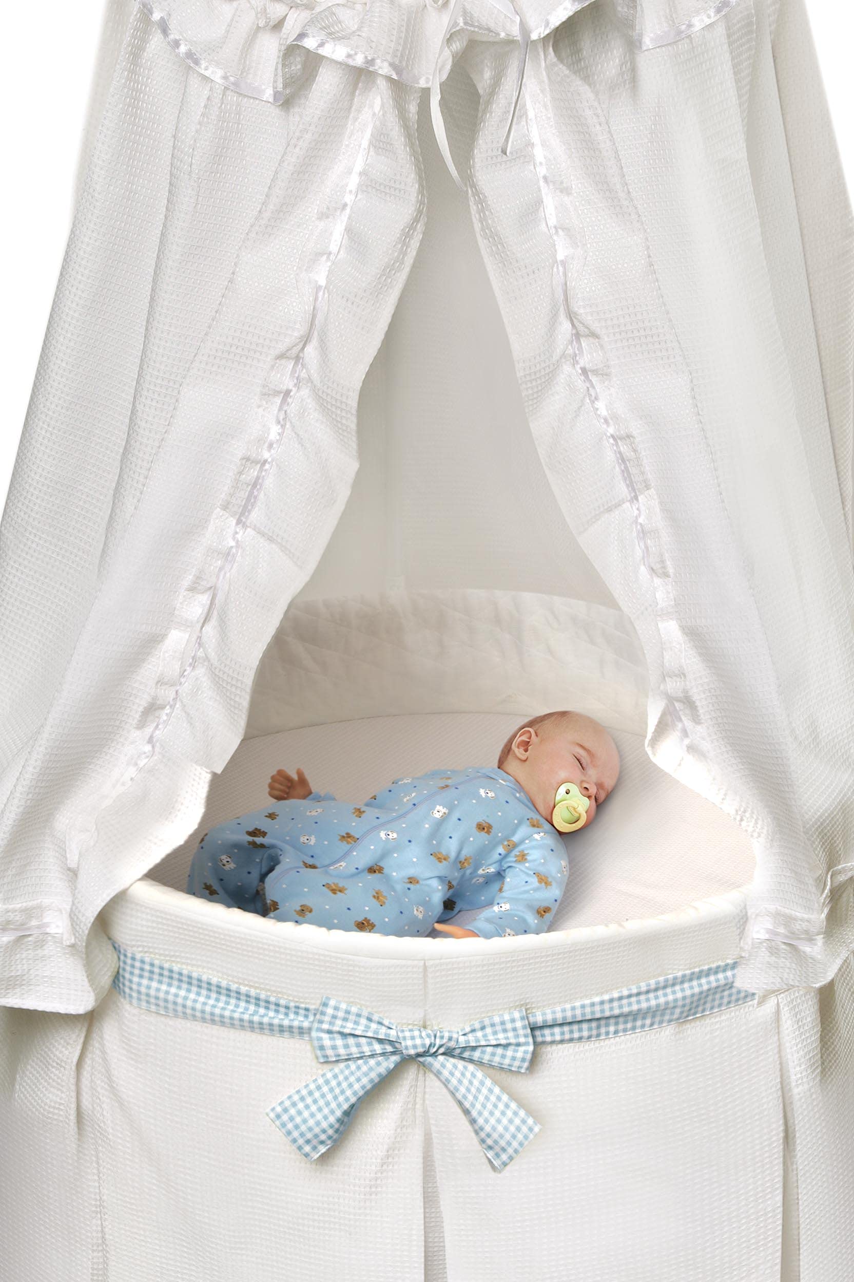Round Baby Bassinet with Canopy and Storage