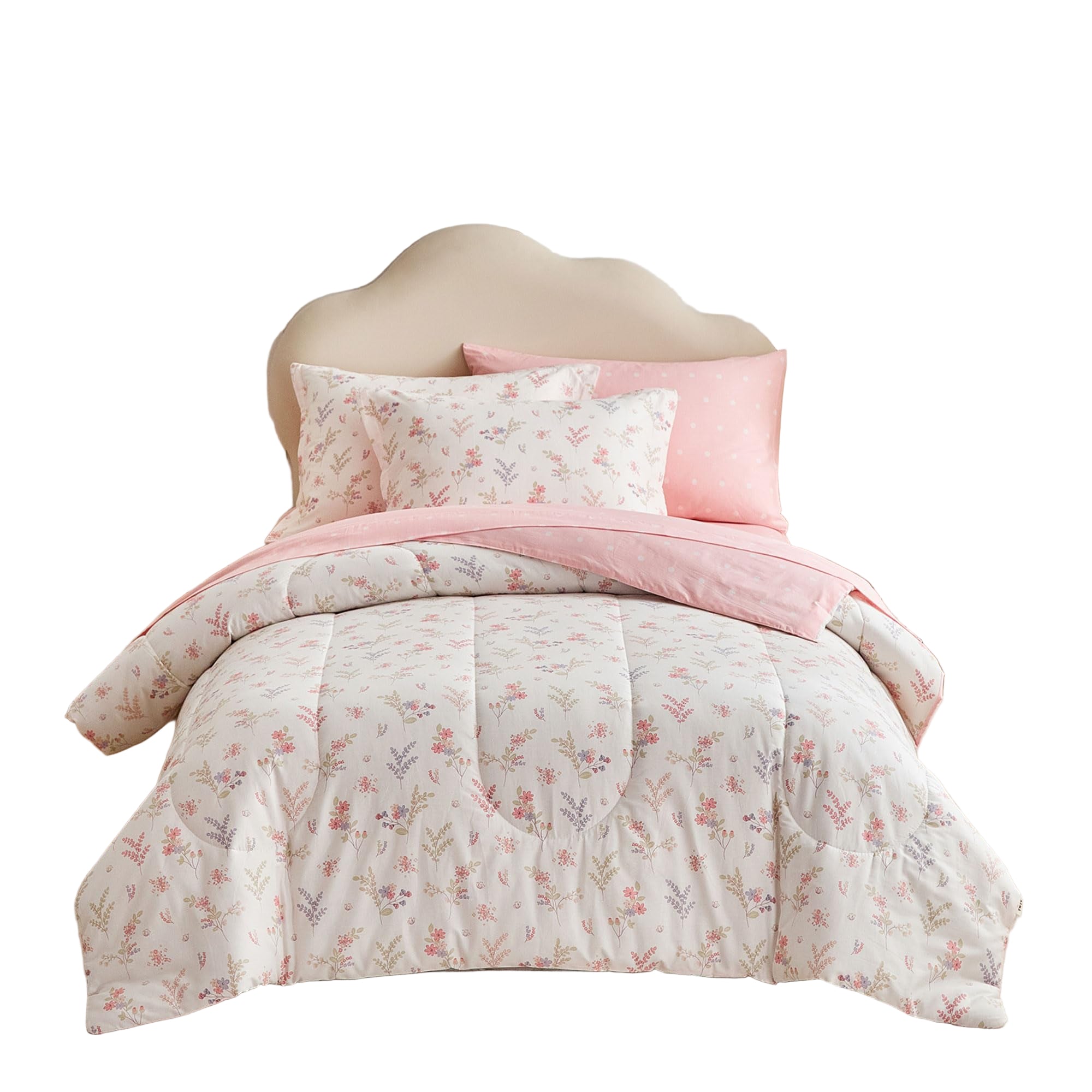 6pcs Cotton Comforter Sheet Set for Girls, Twin Size Bed in a Bag
