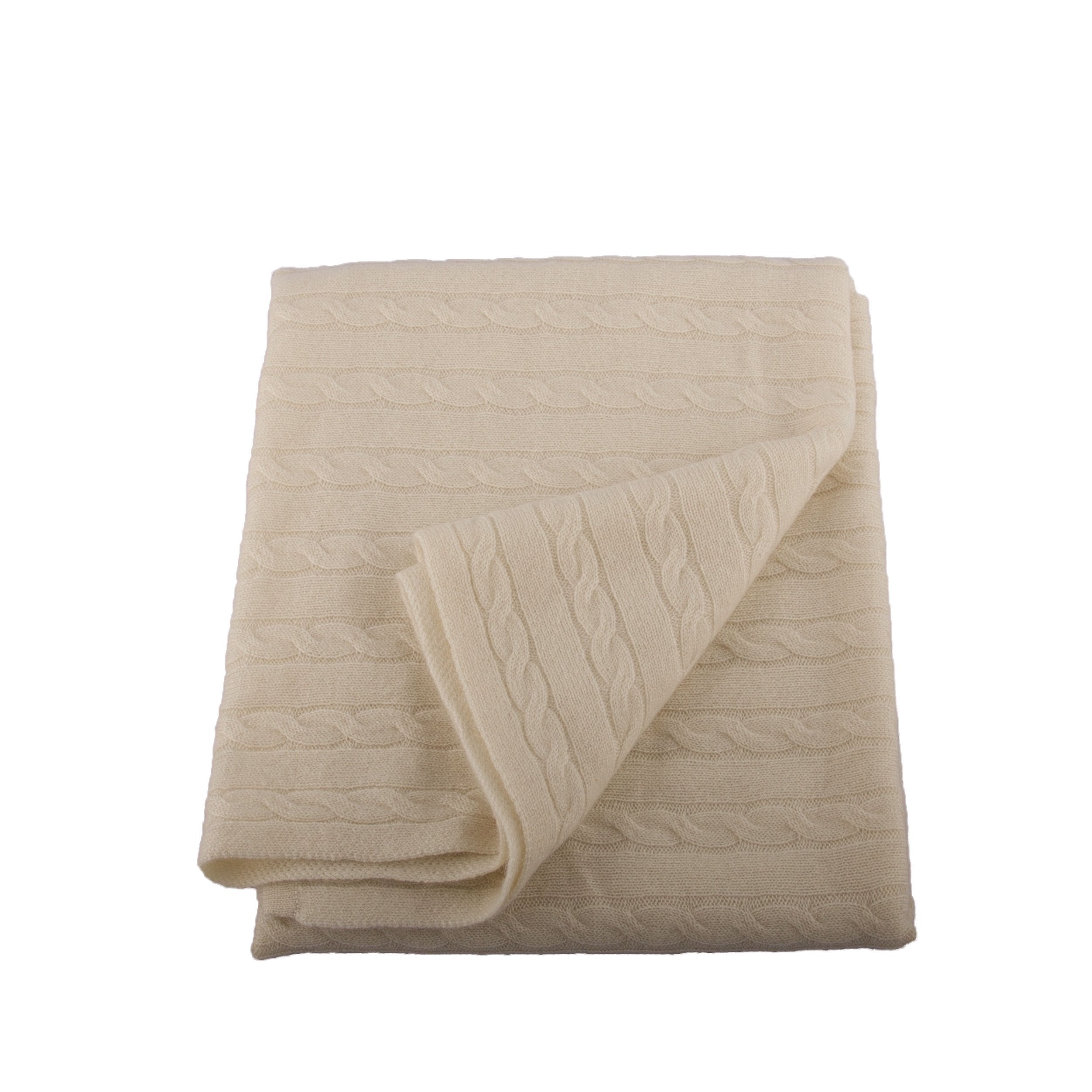 Cashmere Baby Blanket Cable Knit Wrap - Cream