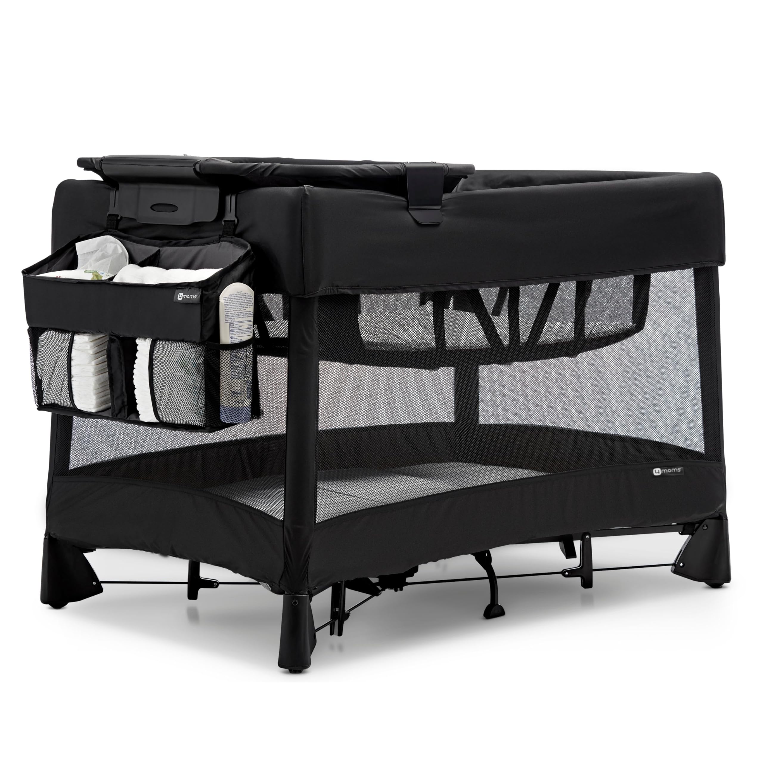 Playard Diaper Caddy, Storage for Diapers, Baby Wipes, and Organization, Black
