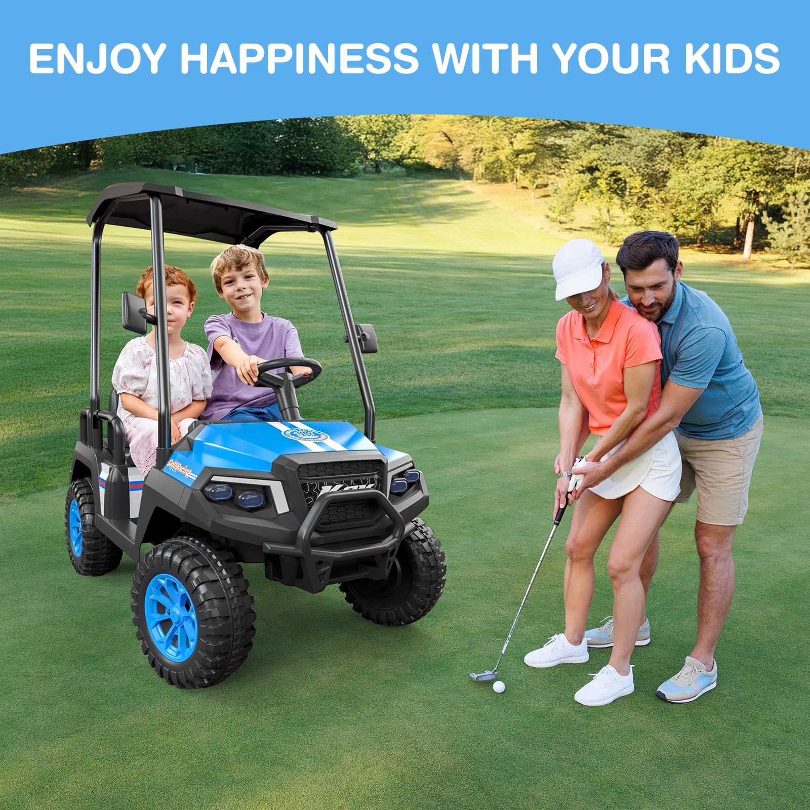 4-Seater Kids Electric Golf Cart 24V Ride On Car with Remote Control
