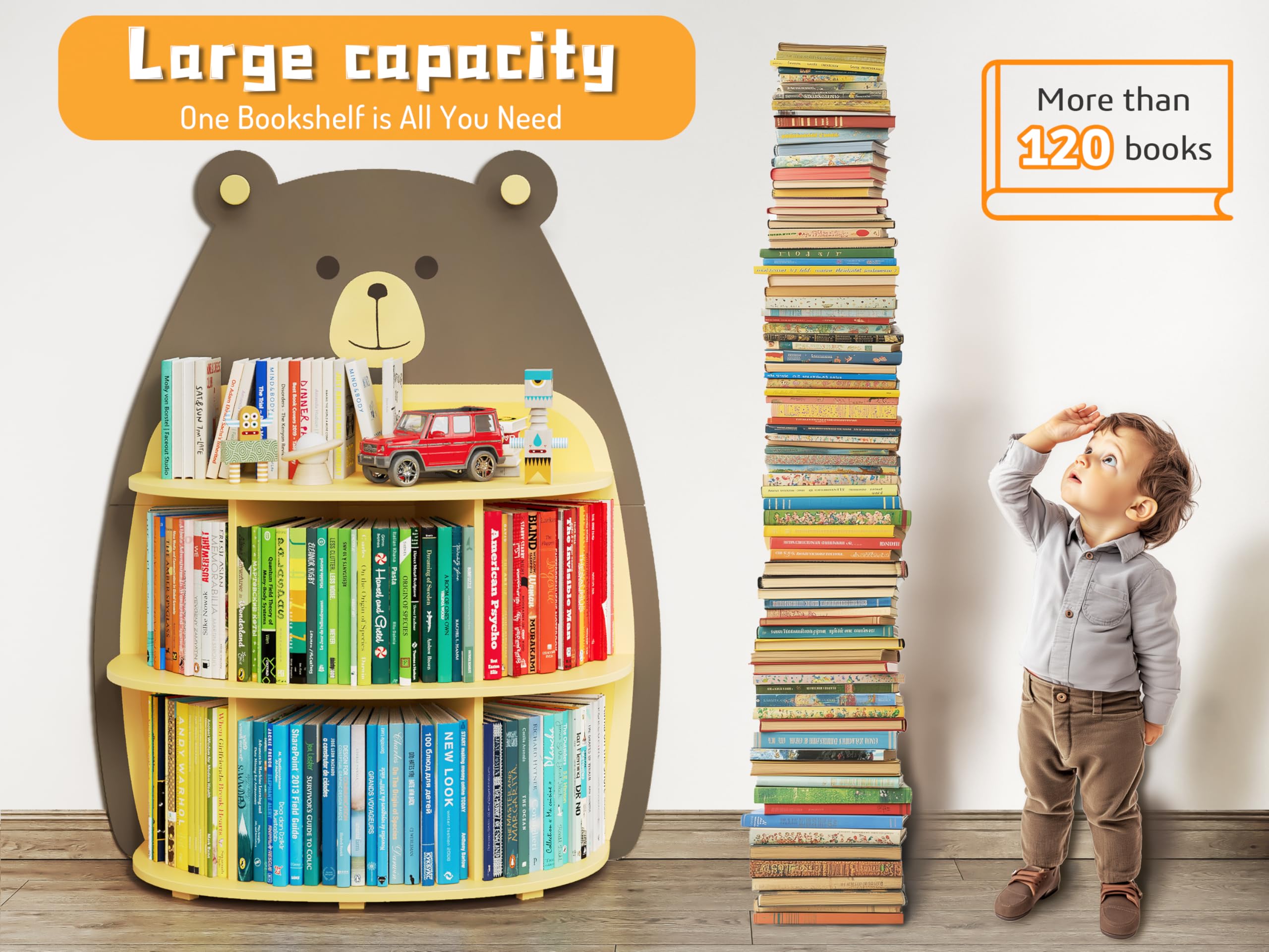 Vailando Bookshelf and Toy Storage, Toddler Bookshelf, Book Shelf for Kids Rooms, Toy Storage Organizer for Kindergarten, Playroom, Nursery,Kids Room