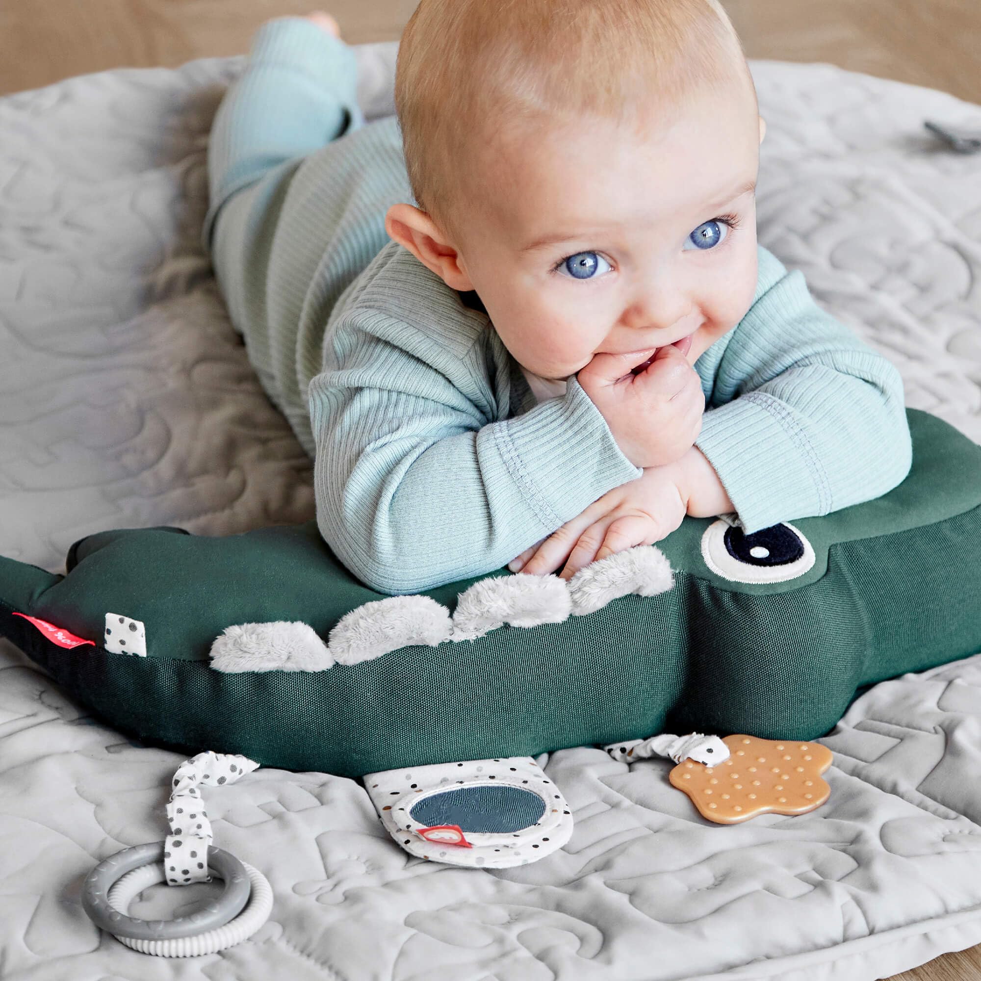 Tummy Time Activity Toy with Fold-Out Soft Book Croco Green