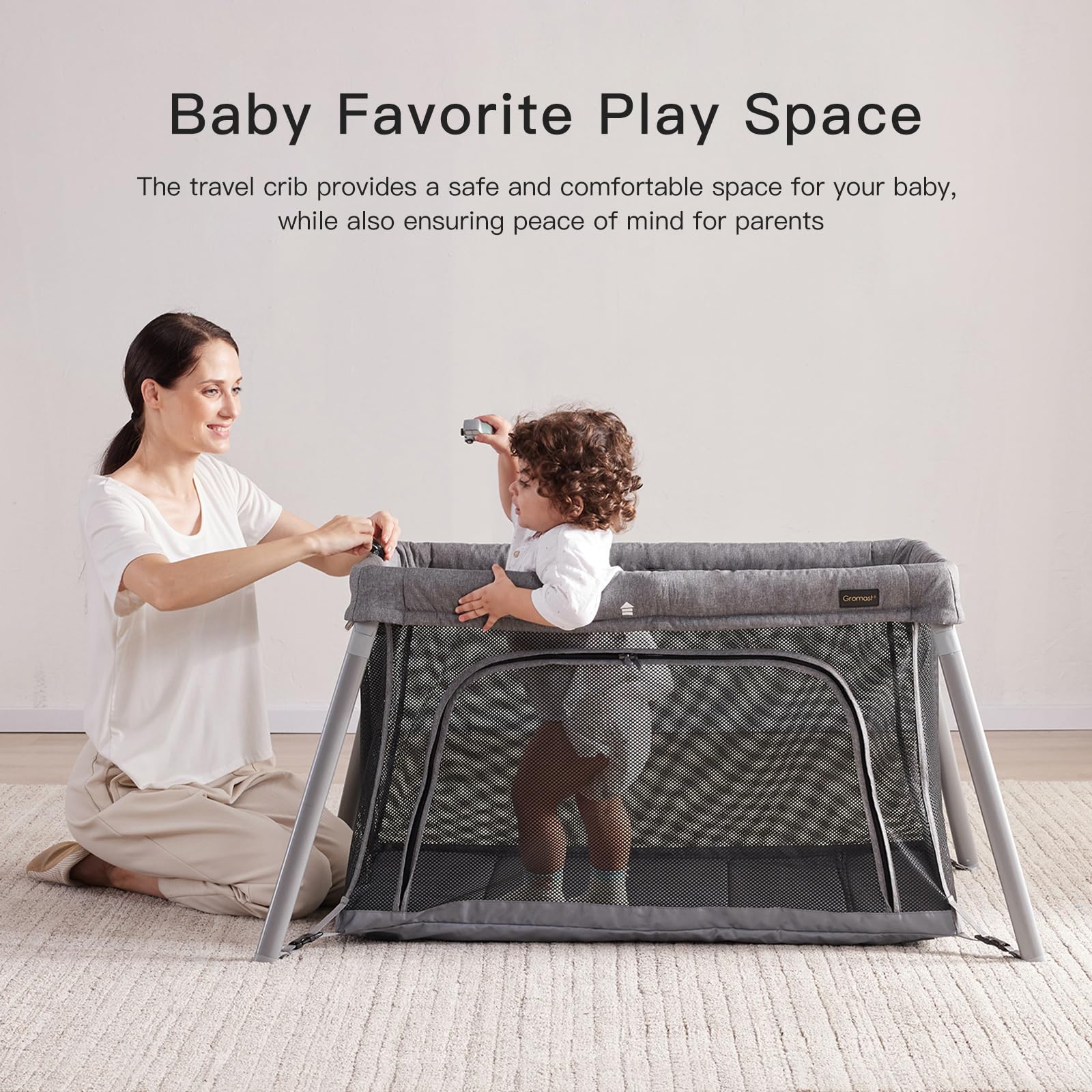 Portable Travel Crib with Bassinet and Playpen