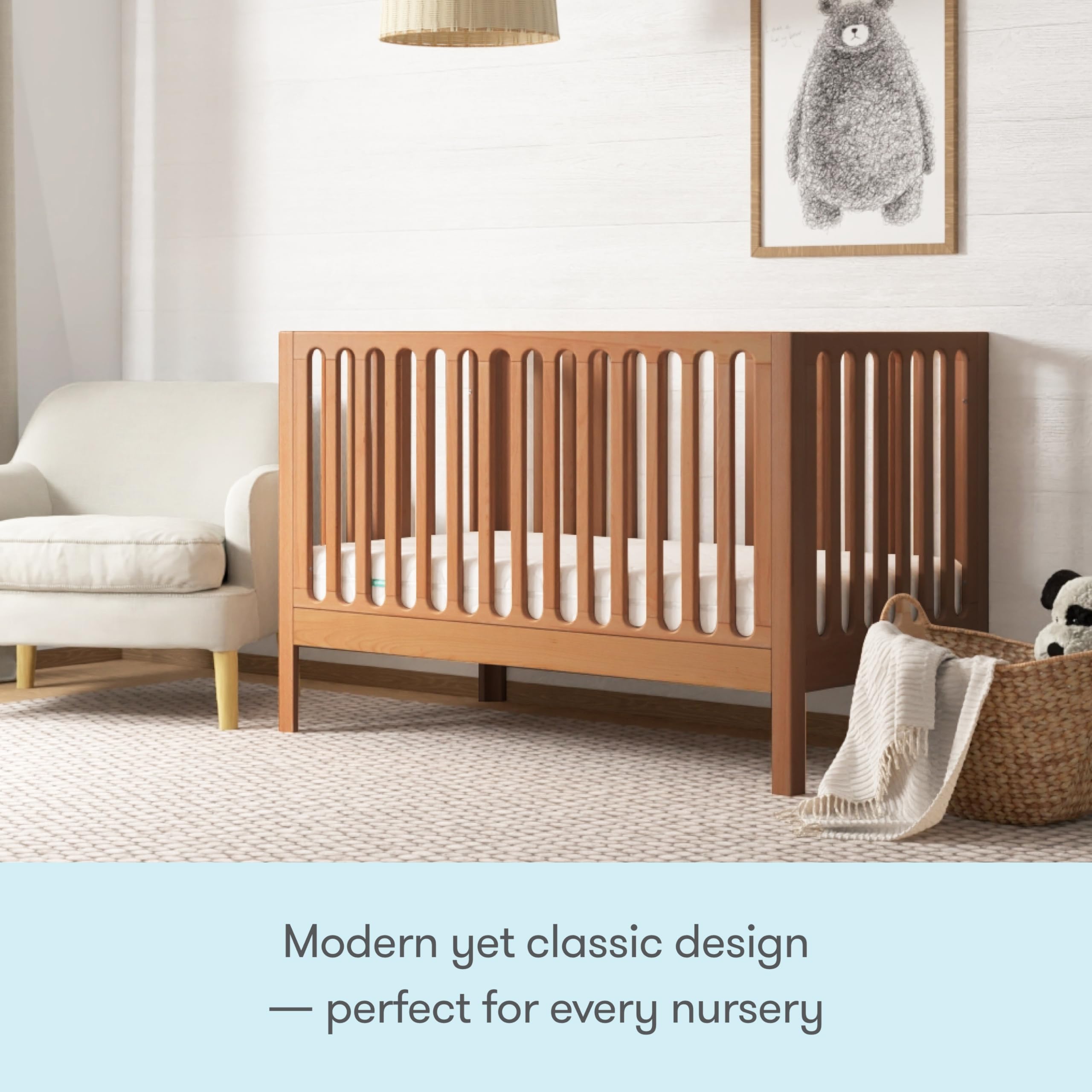 Convertible Crib Solid Beech Wood 3-in-1
