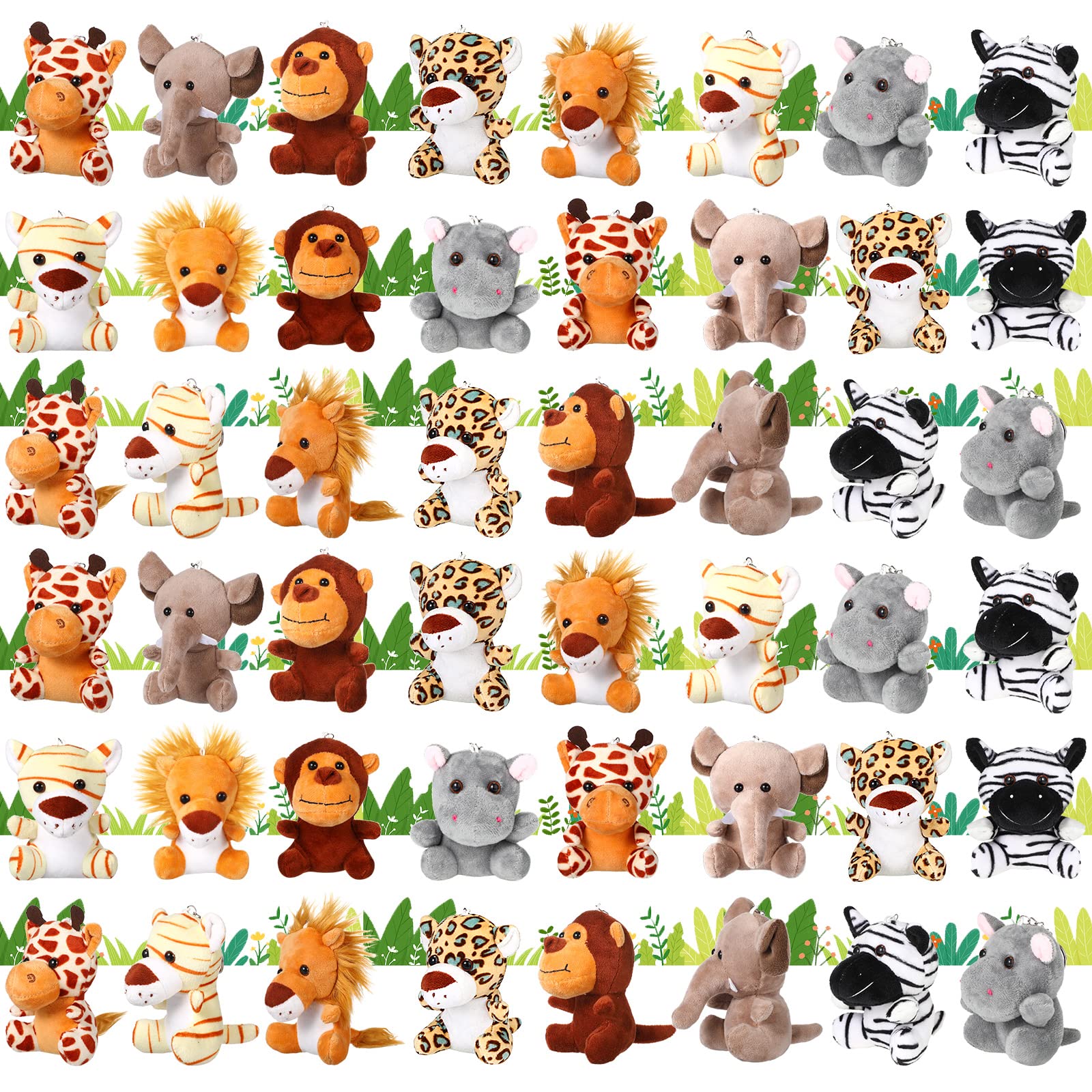 48 Pack Mini Plush Animals Toys Set 4.7 Inch Stuffed Animal Keychain Small Goodie