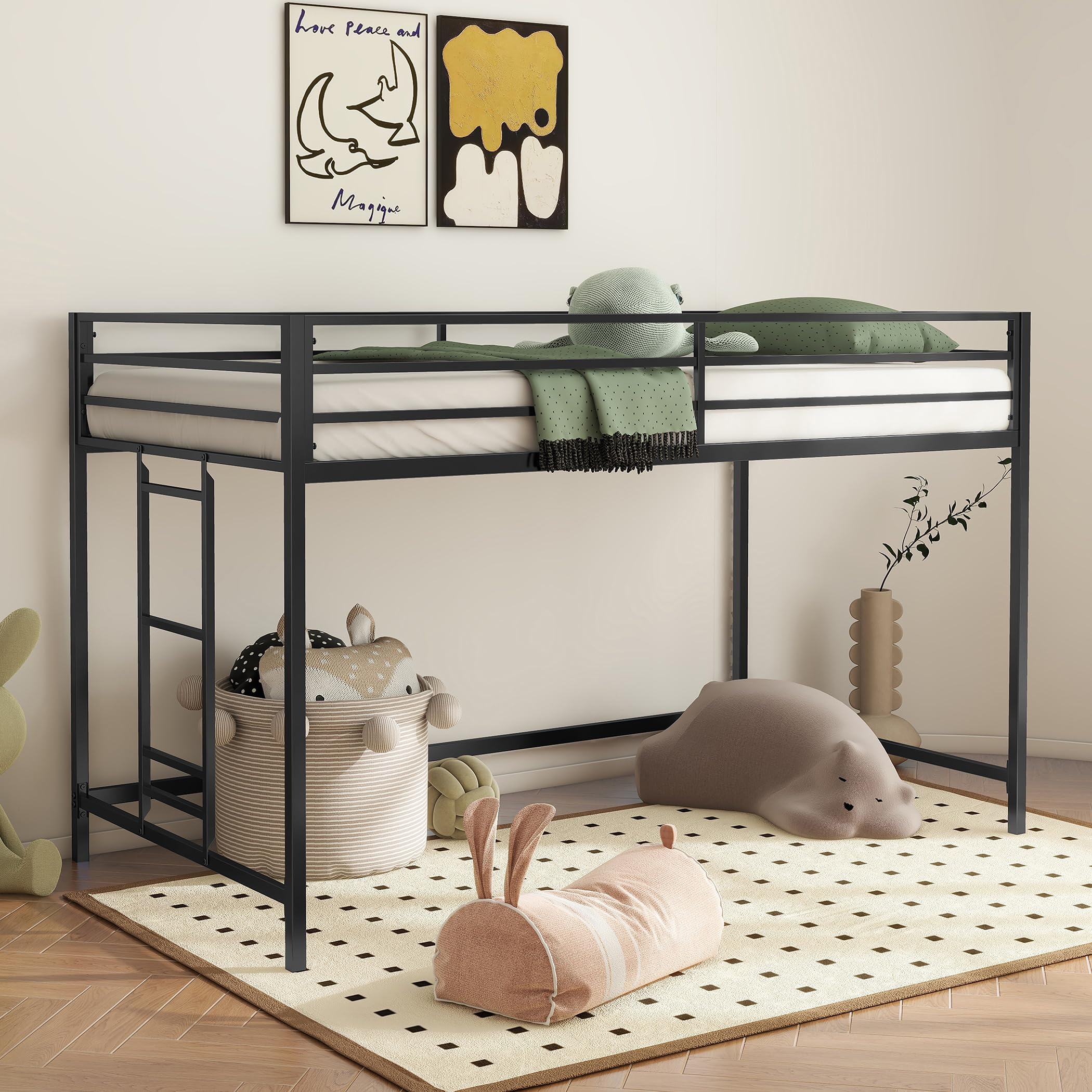 Twin Size Low Loft Bed for Kids,Kids Loft Bed Twin Size