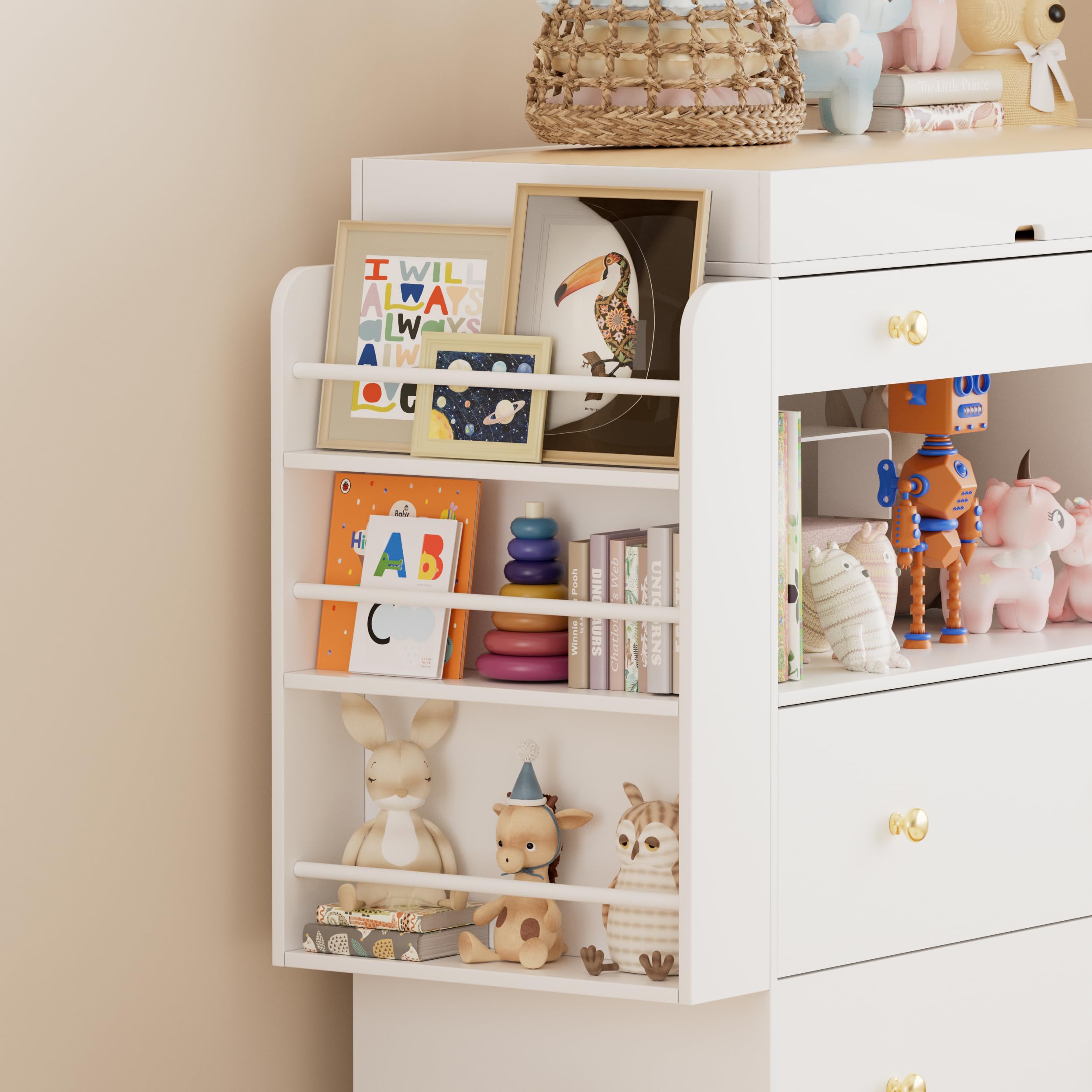 Nursery Dresser with Changing Table and Storage Drawers