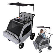 Foldable Fun Car-Shaped Wagon Stroller for 2 Kids All-Terrain Push Cart, XL Cargo Space