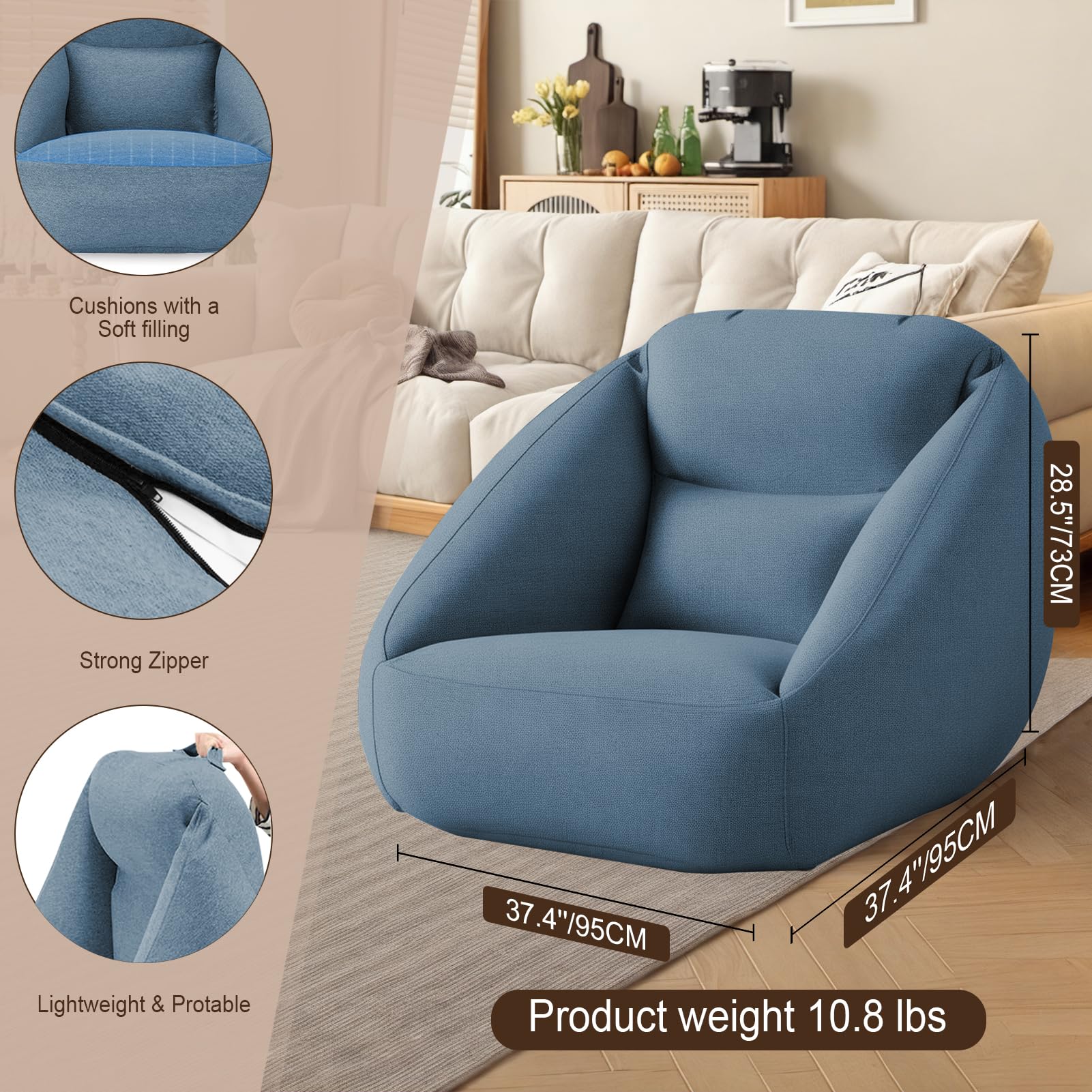 Inflatable Lounge Chair with 5-Zone Air Chambers