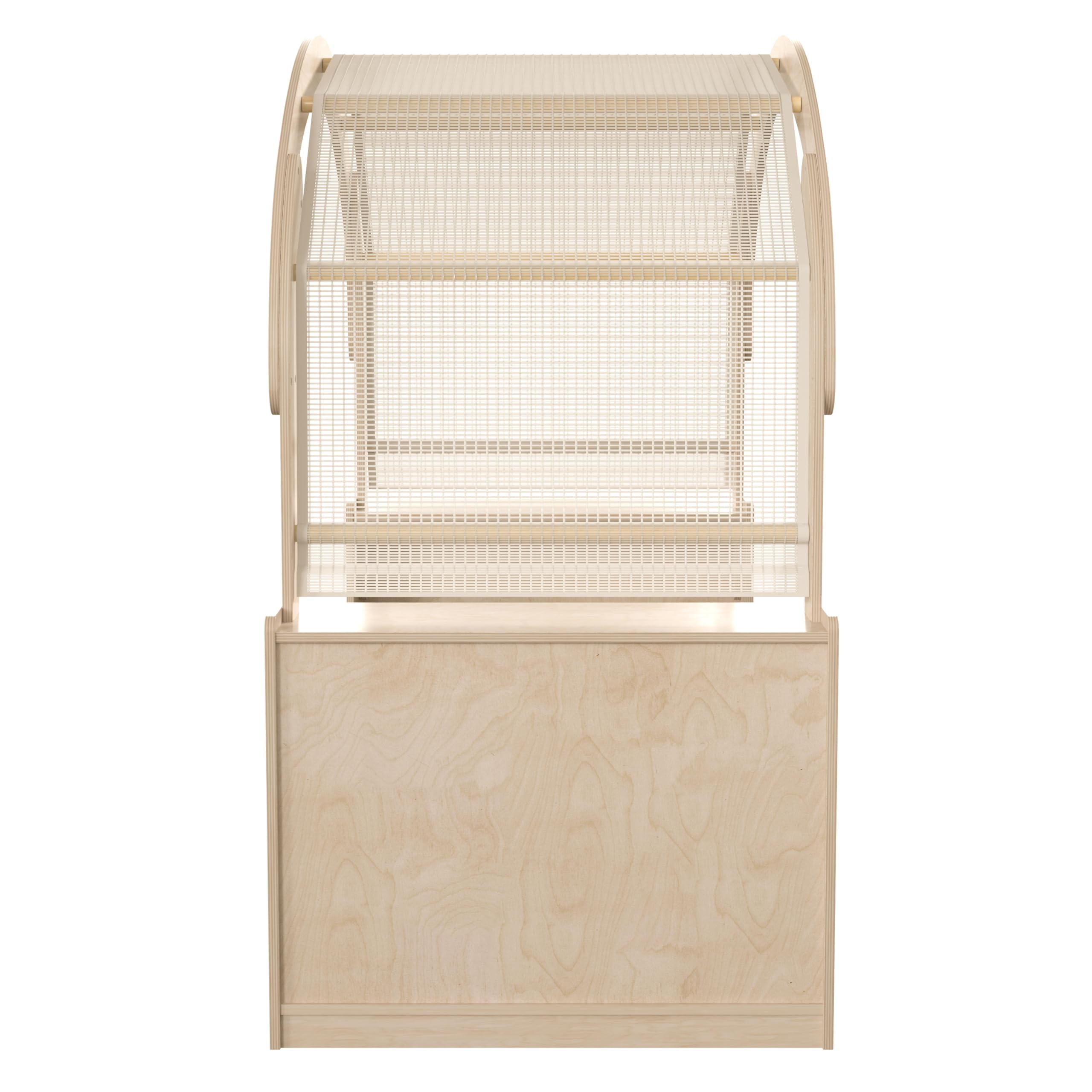 Wooden Reading Nook with Storage Shelves and Canopy