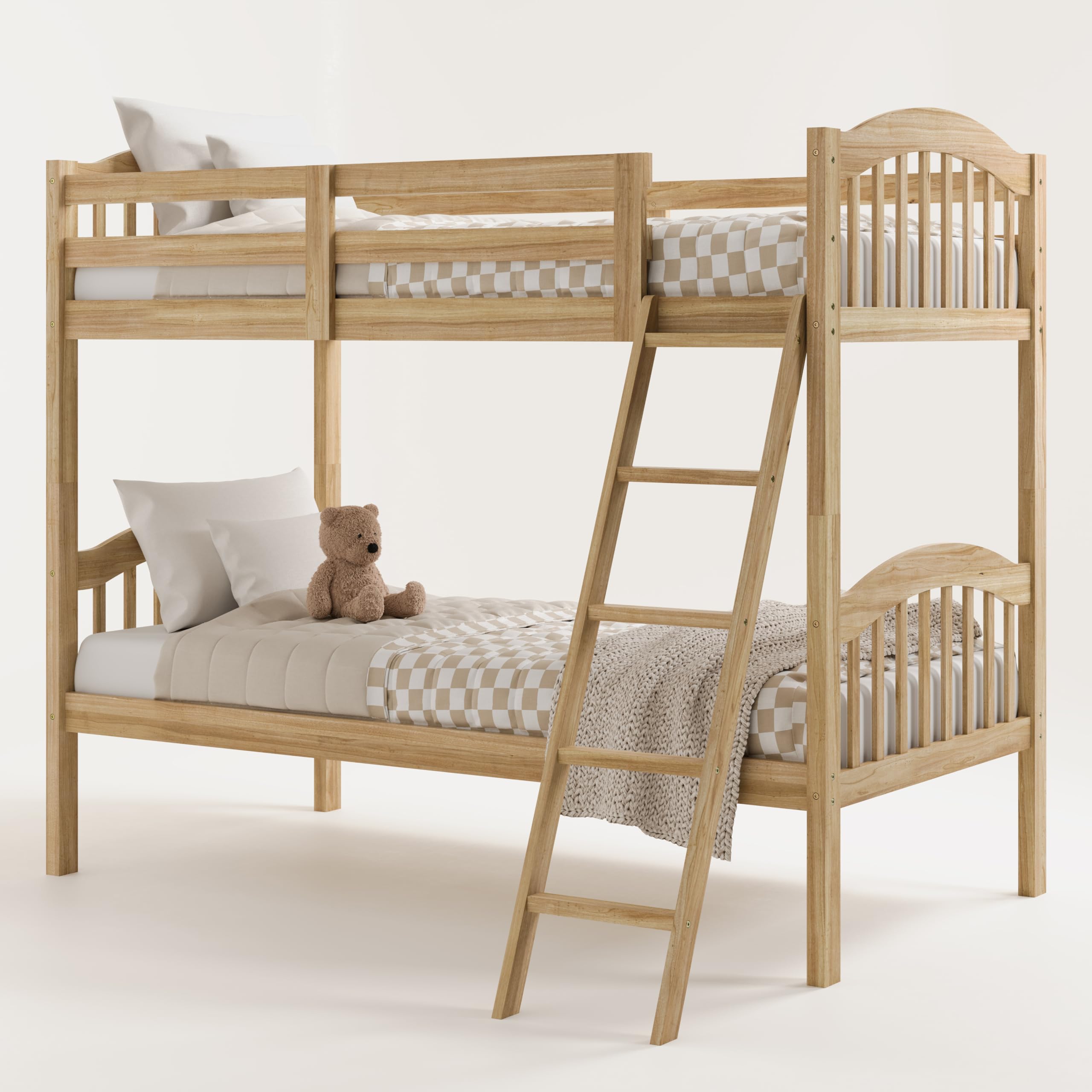 Long Horn Twin-Over-Twin Bunk Bed (Natural) - GREENGUARD
