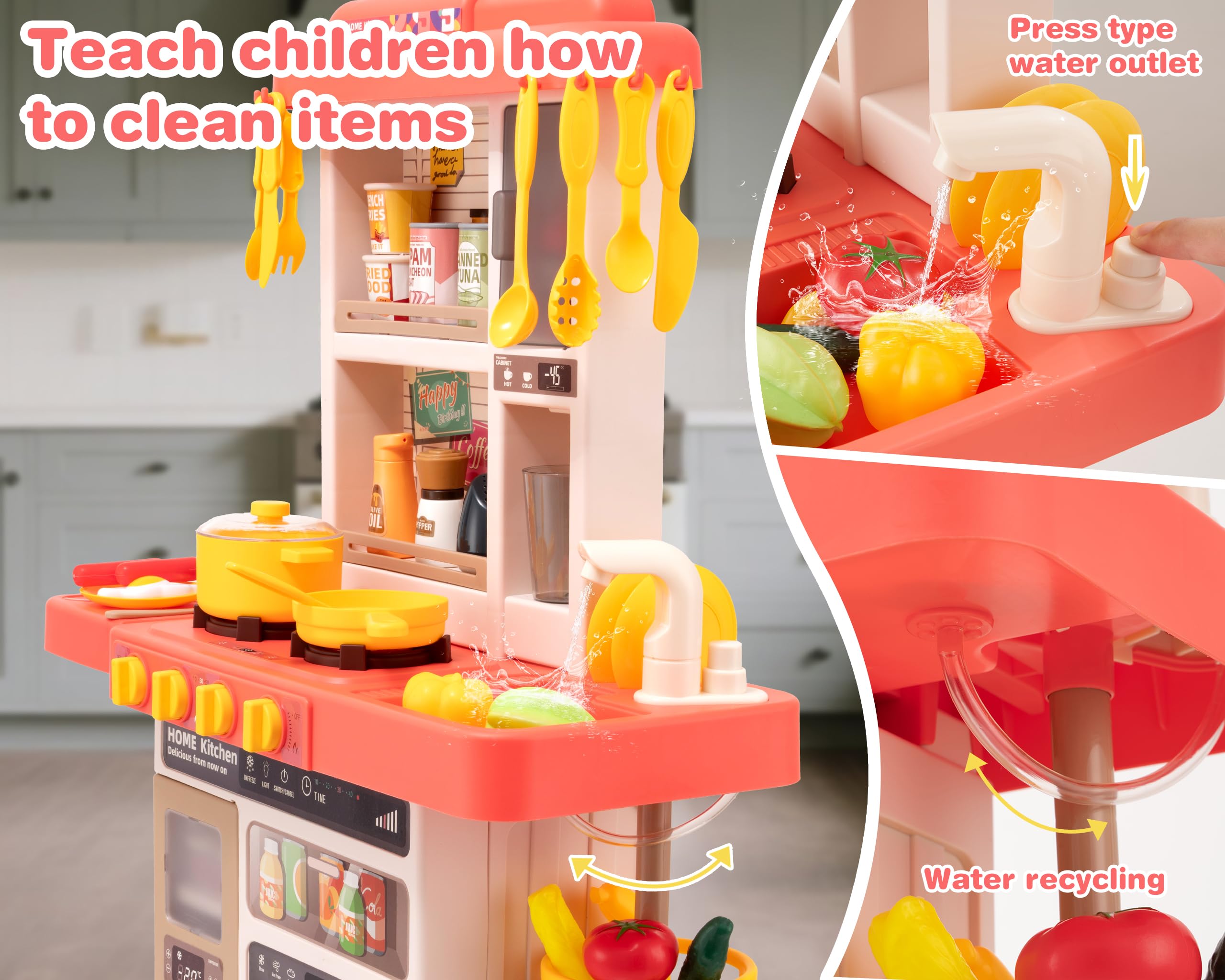 Interactive Kids Kitchen Play Set with 50 Pieces