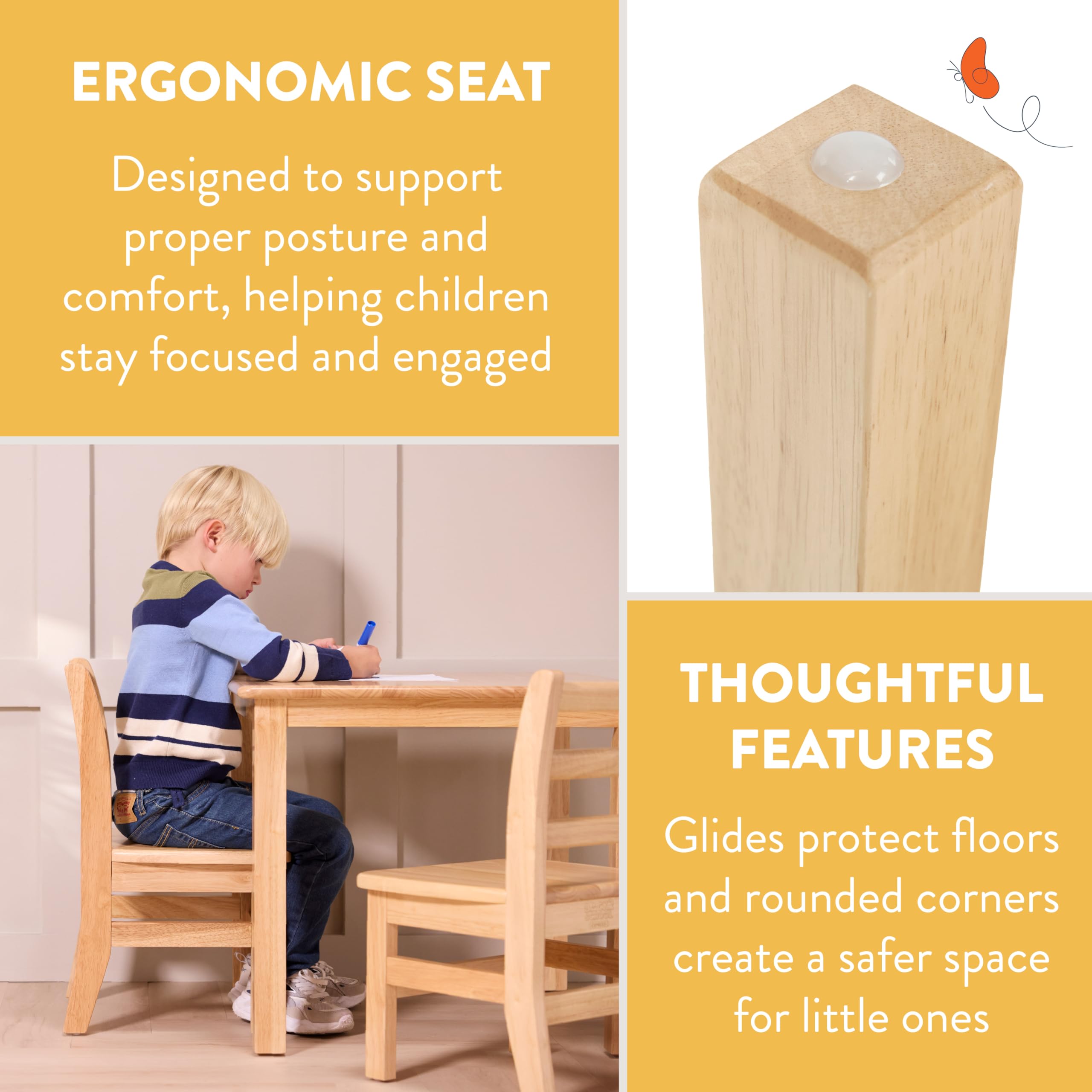 Kids Rectangular Wood Table and Chair Set